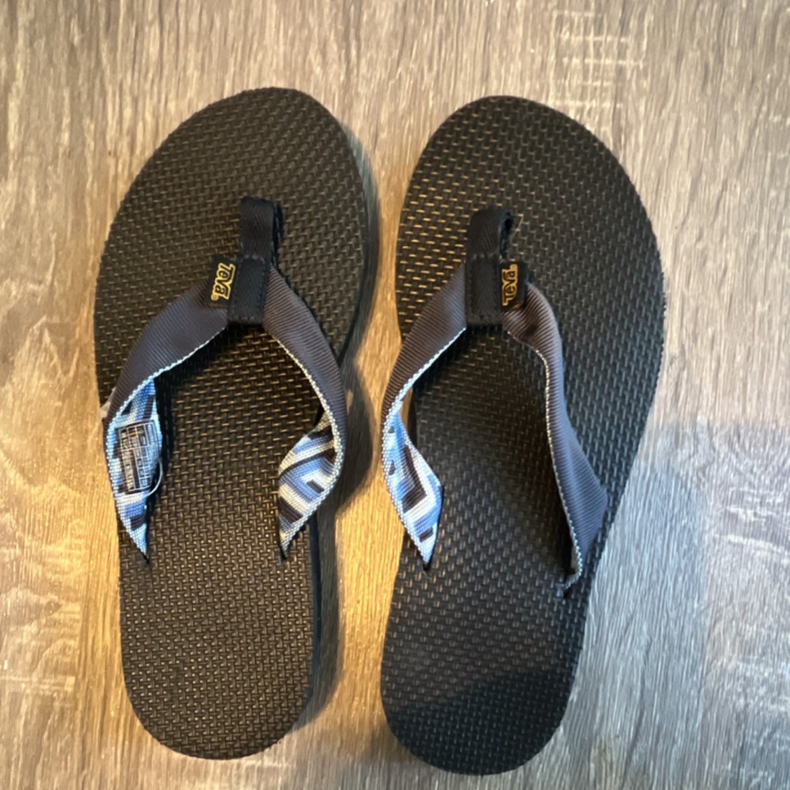 Teva Black Thong Flip Flop Sandals US 7 M Unisex Synthetic Rubber Logo