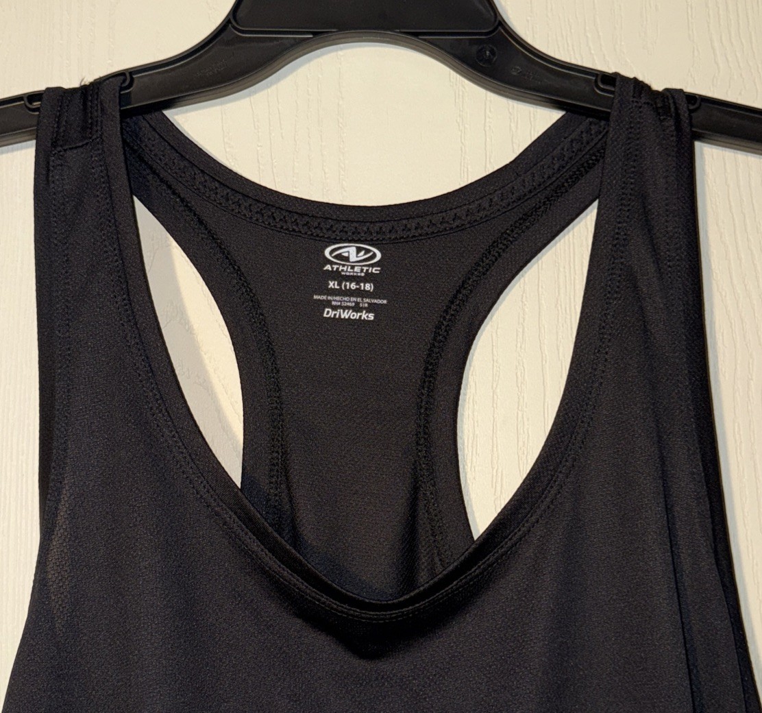 Womens Exercise Tank Athletic Works Black Pullover Top Shirt Size XL 16-18