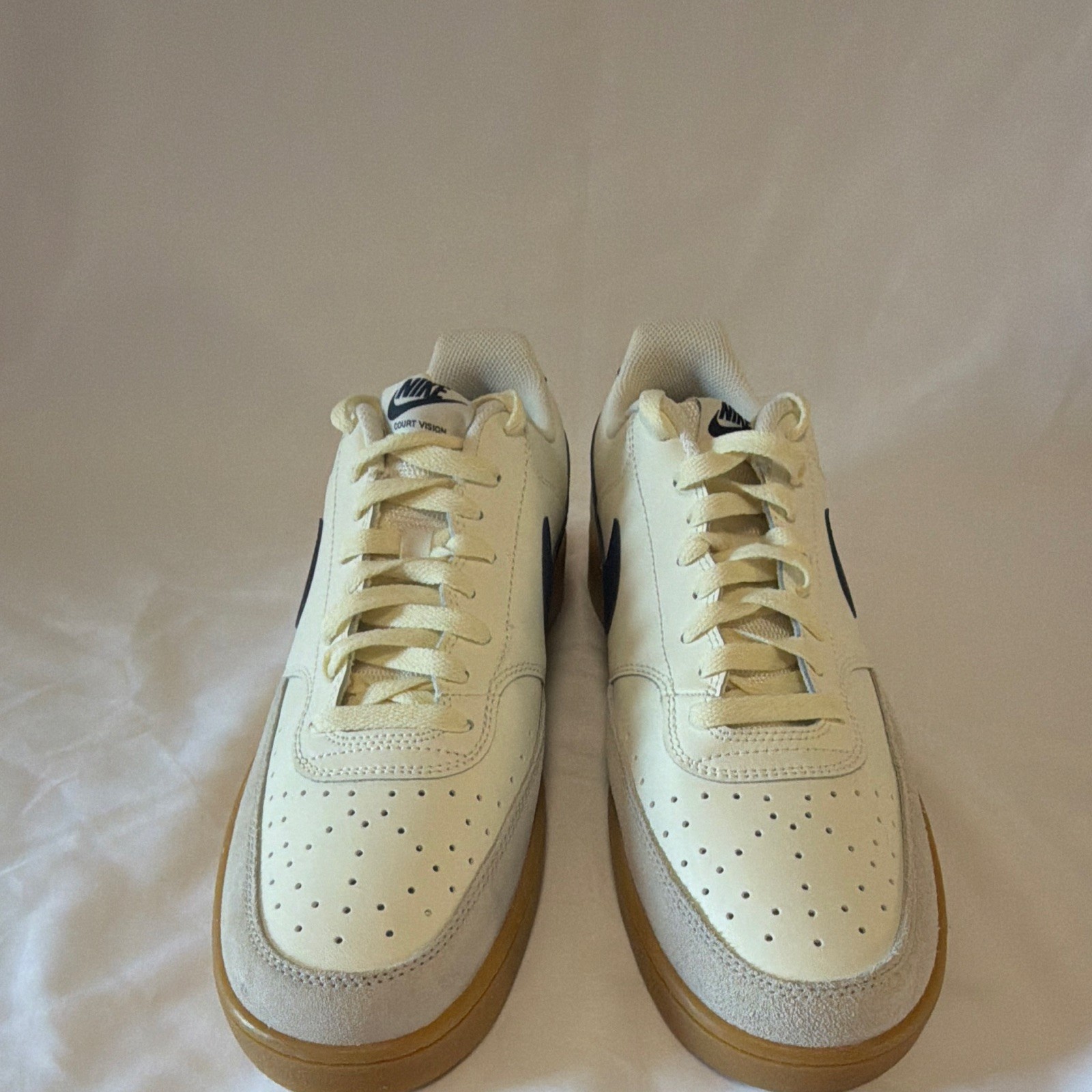Nike Court Vision Low Top Leather Sail/Navy Gum Sneakers HF1068-133