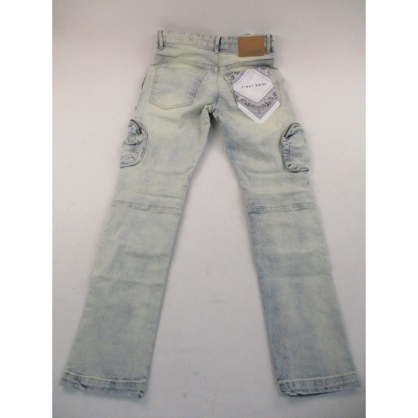 First Row Cargo Jeans Mens 30×32 Light Wash Denim Utility Pocket Streetwear
