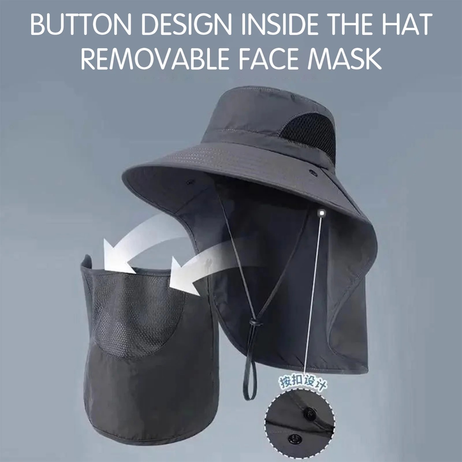 Wide Brim Sun Hat UV Protection Bucket Cap For Hiking Camping Fishing Safari Men