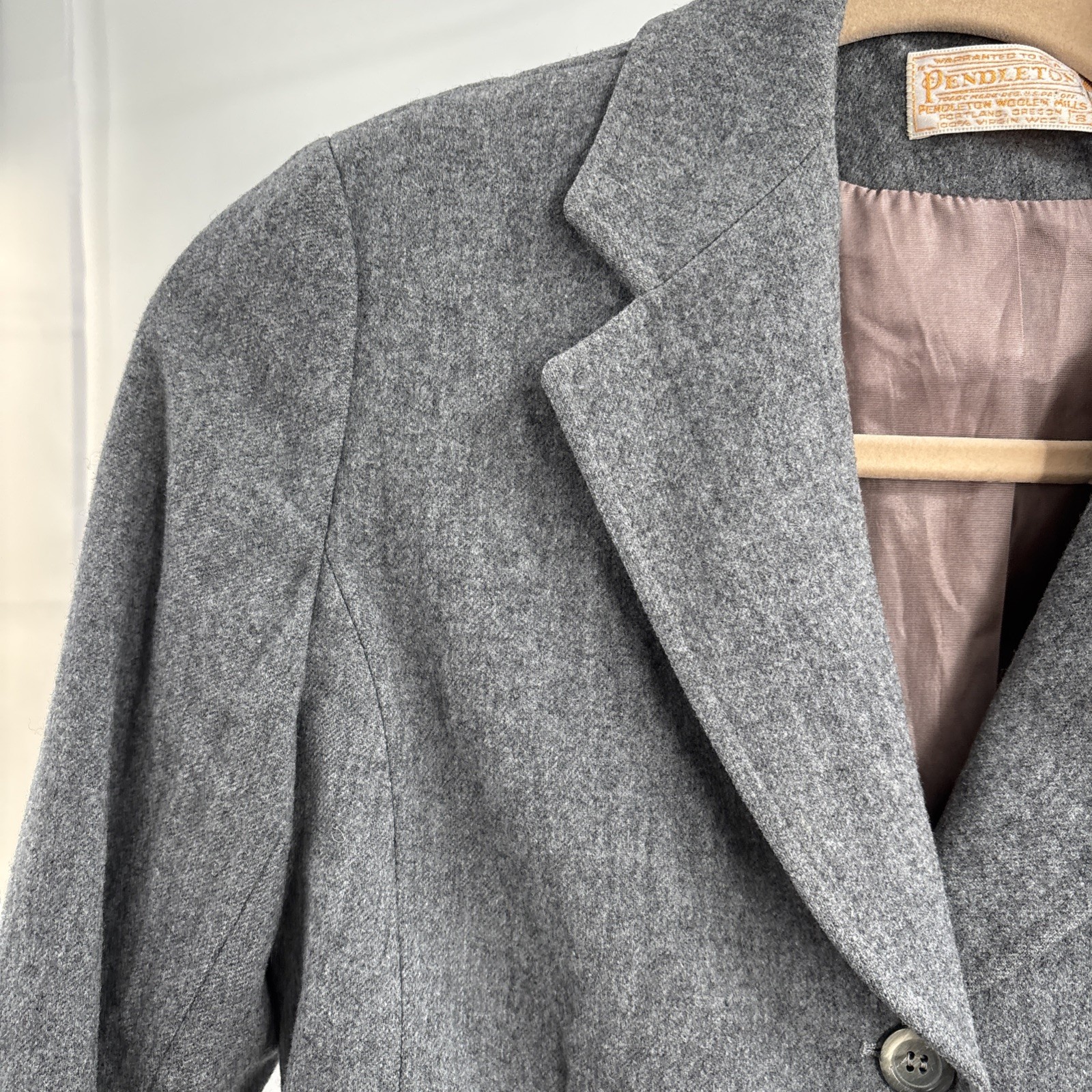 Vtg Pendleton Blazer Jacket Womens S Wool Gray Made USA Career Office Minimalist