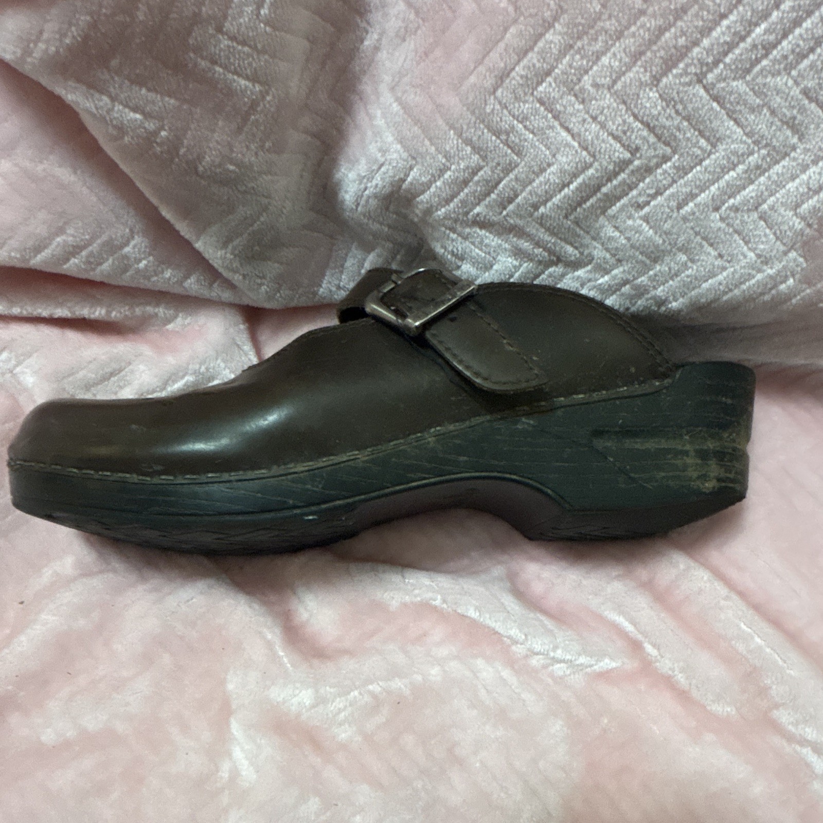 Dansko Merrie Mary Jane Brown Leather Open back Slip on Mule Clog Women 9.5 40
