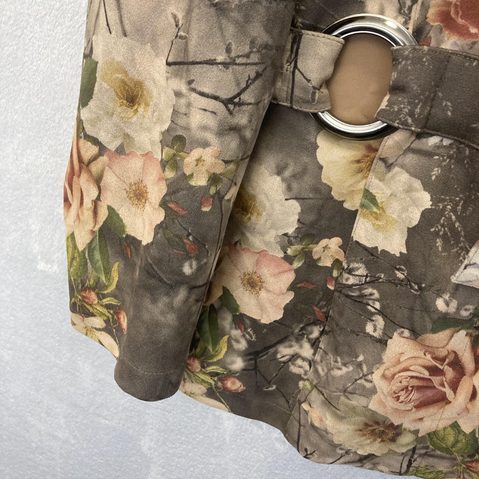 Kate & Mallory Floral Faux Suede Jacket Womens 2X Nature Outdoors Whimsical