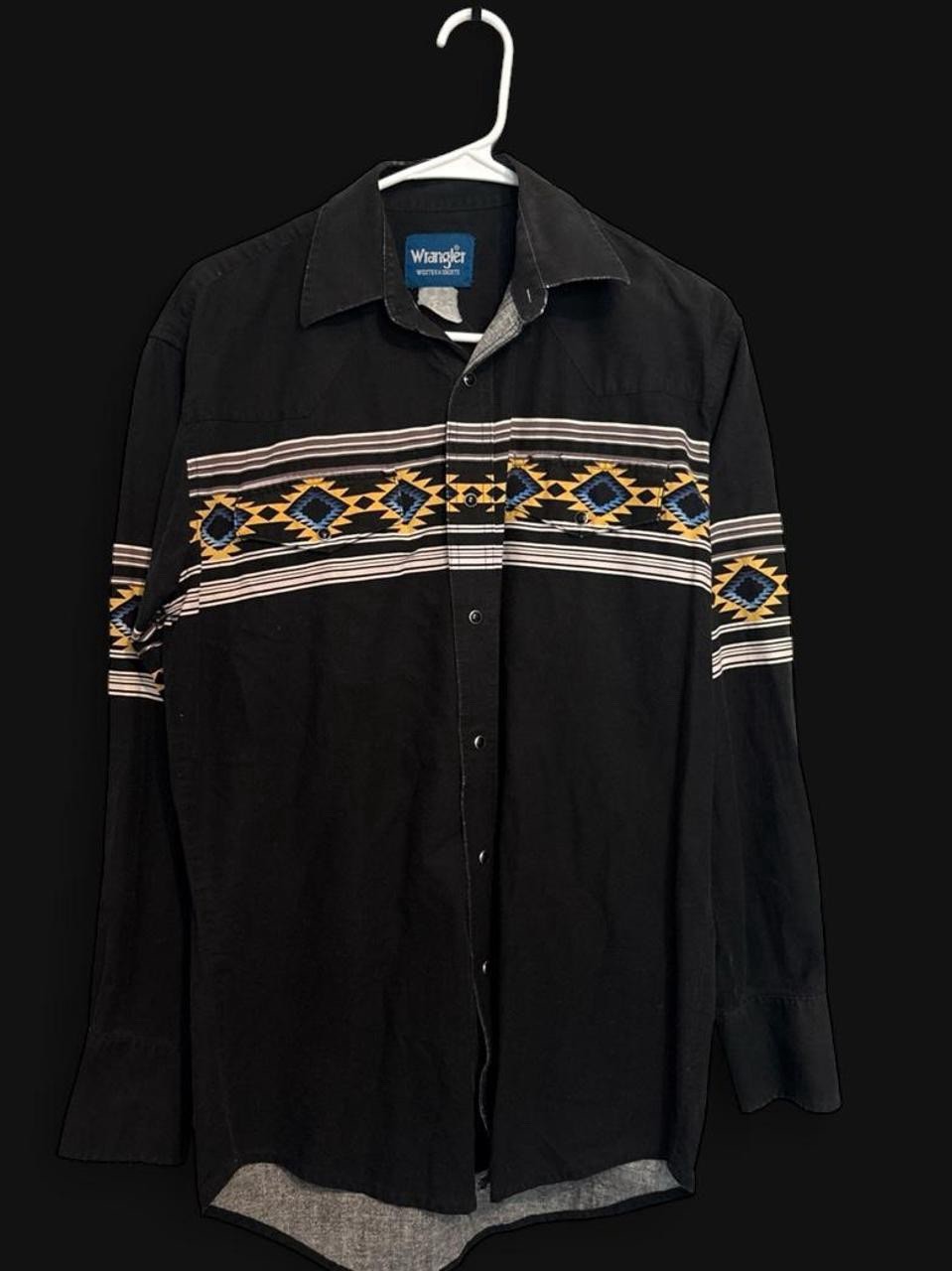 Wrangler Pearl Snap Black And Yellow Western Button Up