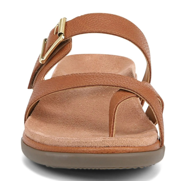 Hot Deal Vionic Carmela Strappy Slide Sandal, Tan Leather
