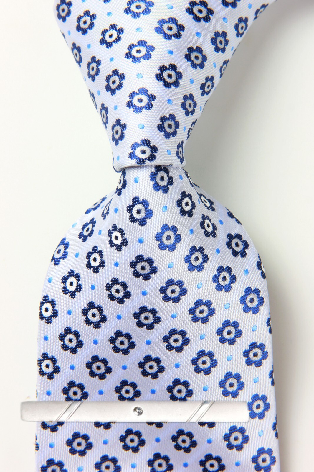 New Classic Polka Dot Blue White JACQUARD WOVEN 100% Silk Men’s Necktie Tie