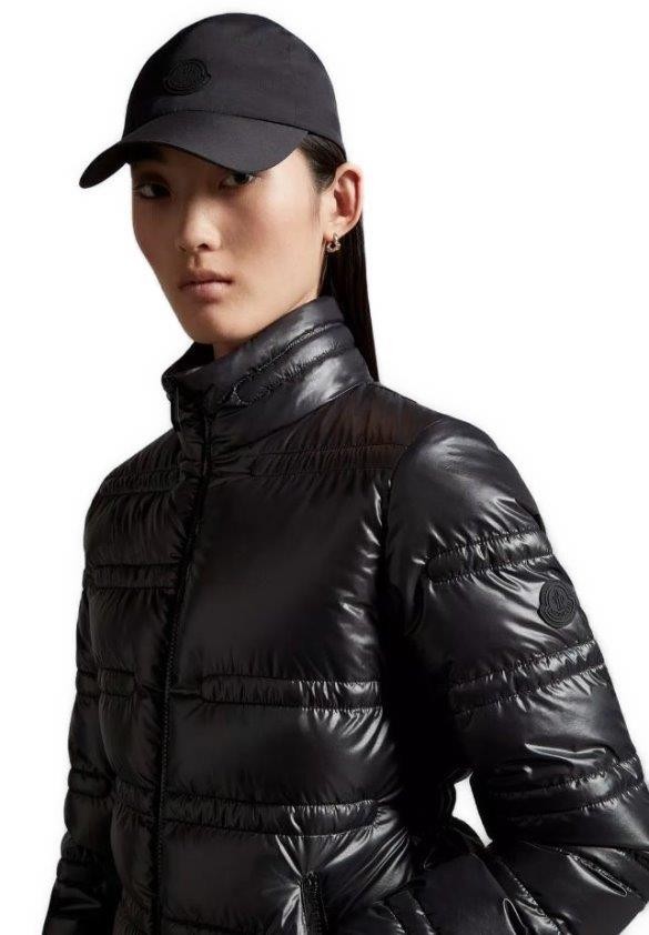 NEW MONCLER BLACK TECHNICAL NYLON SILICONE LOGO BASEBALL CAP HAT SMALL