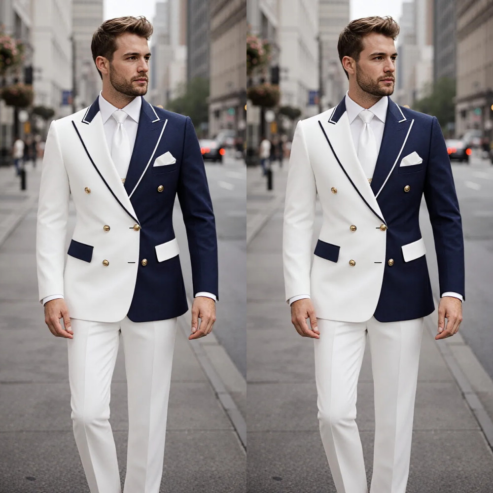 2 Pcs Men’s Suits Slim Fit Formal Business Tuxedos Wedding Groom Blazers Jackets