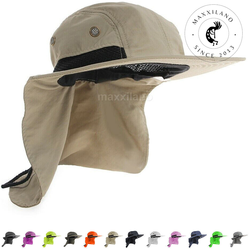 Boonie Snap Hat for Men Wide Brim Ear Neck Cover Sun Flap Bucket Hats Outdoors