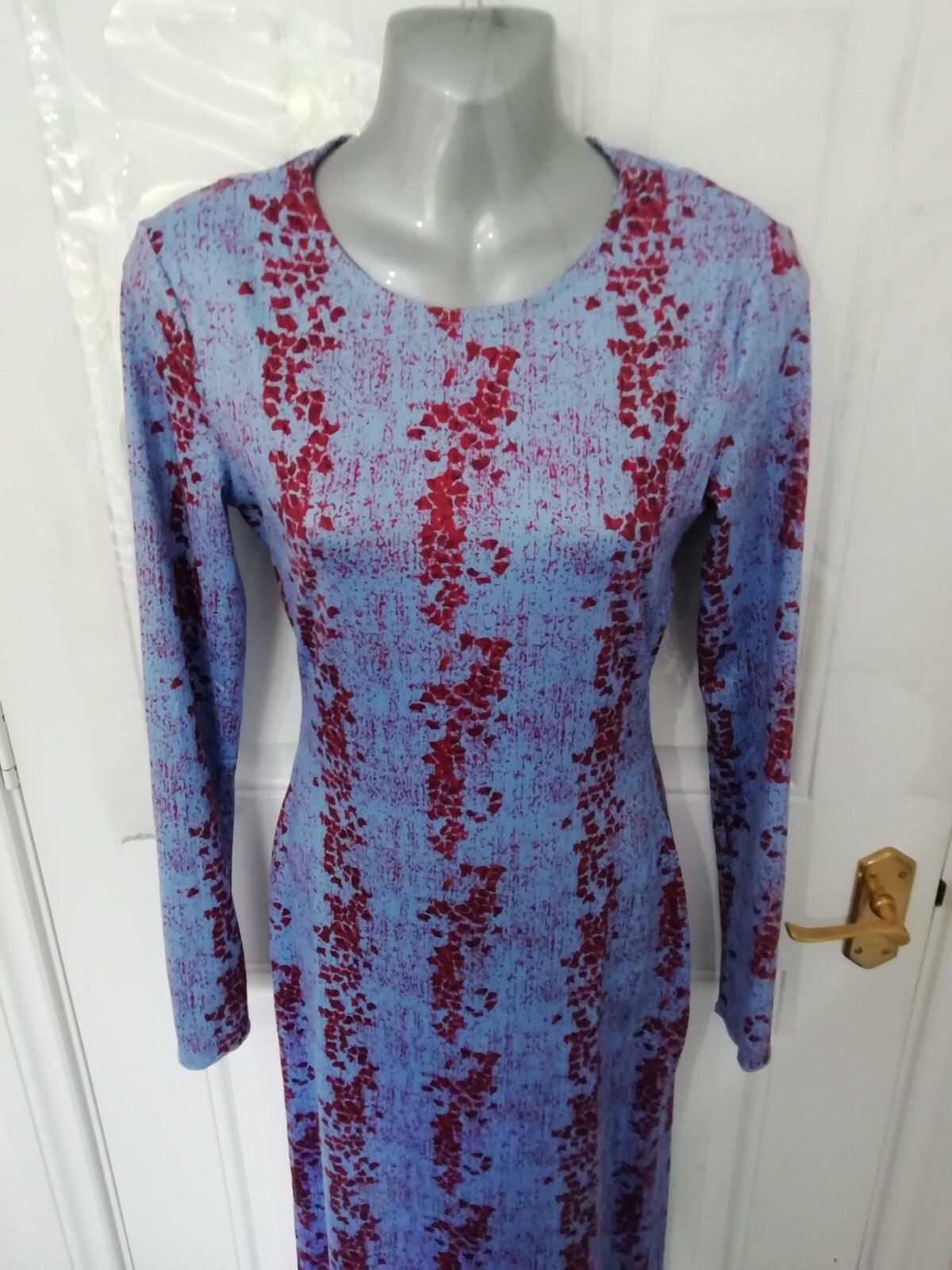 Ei8th Hour 10 Blue Deep Red Stretchy Bodycon Maxi Long Dress Cut Out Back B/Zip