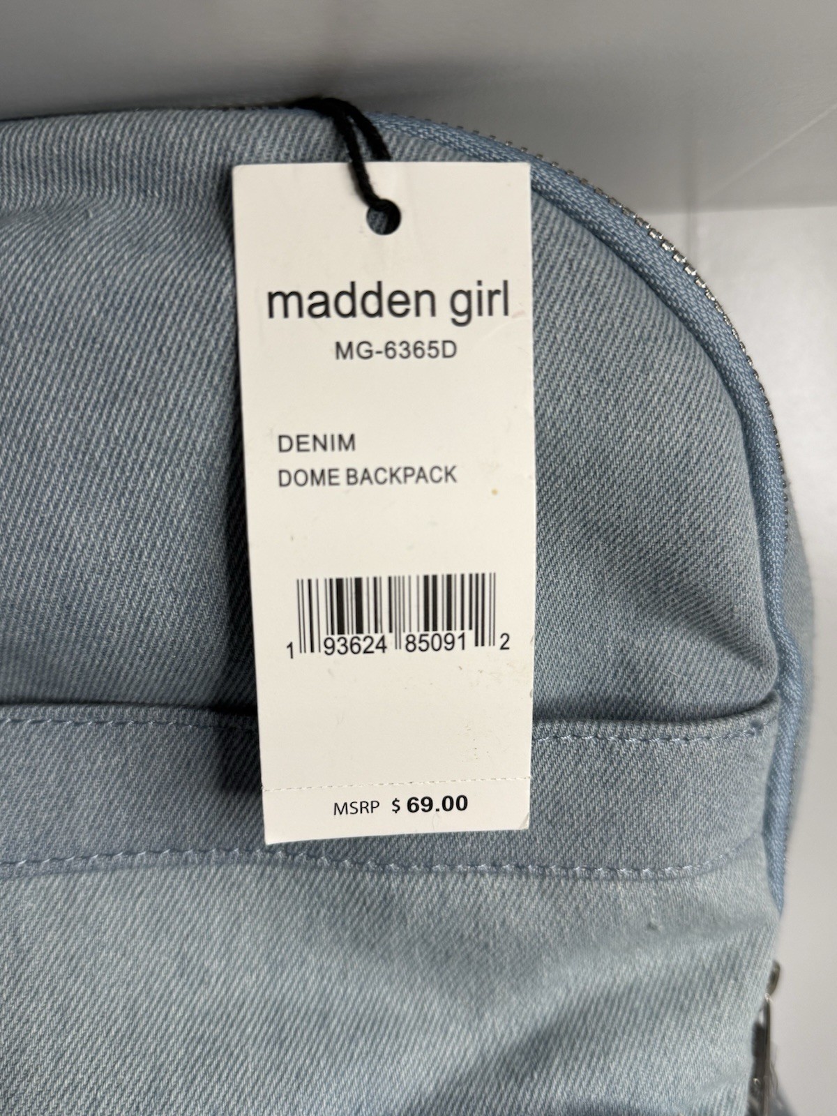 Madden Girl Blue Dome Backpack Zip, Magnetic Closure, Outer Pockets, Strap