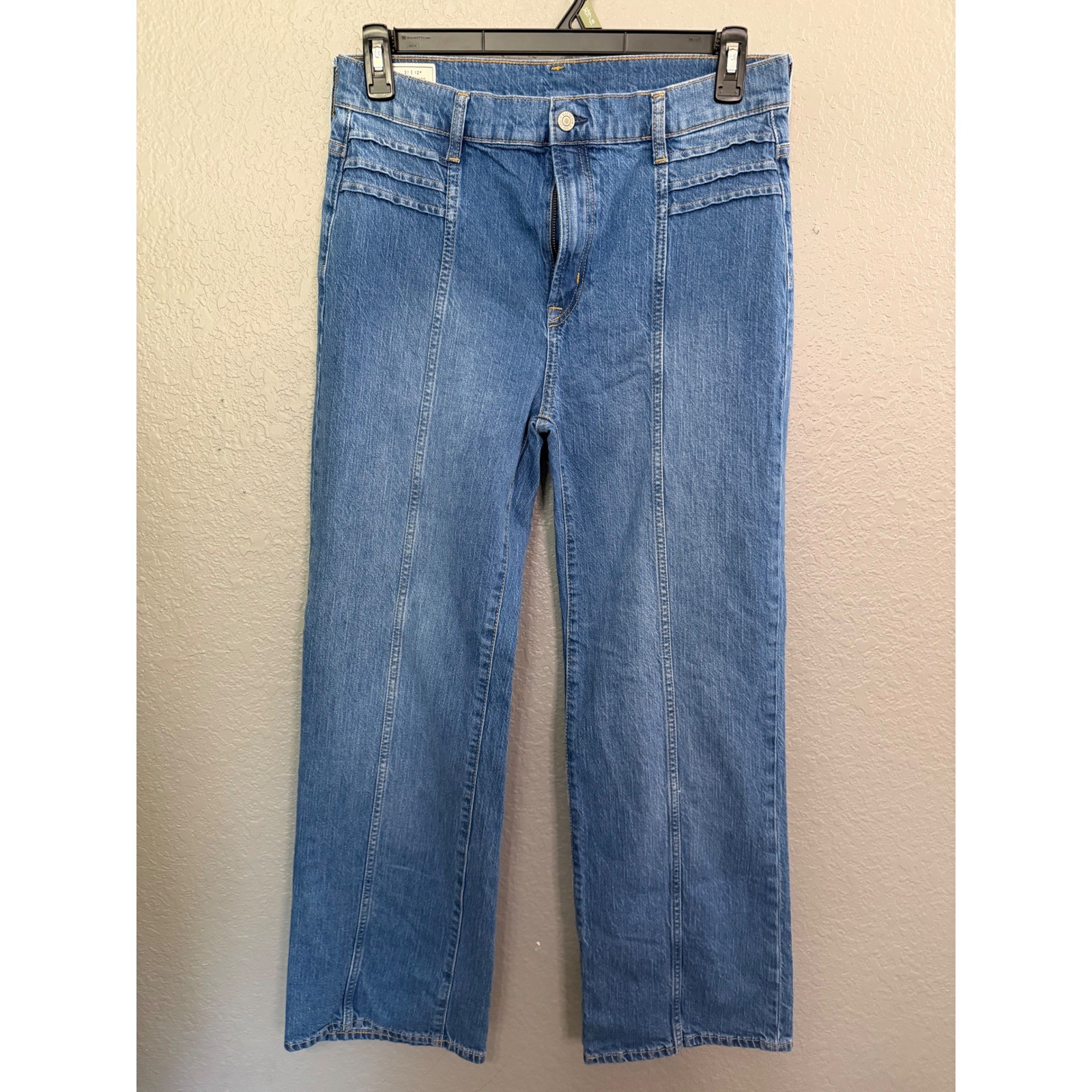 GAP Vintage Flare High Rise Jeans Blue Denim Front Seam 31 12R Flat Front