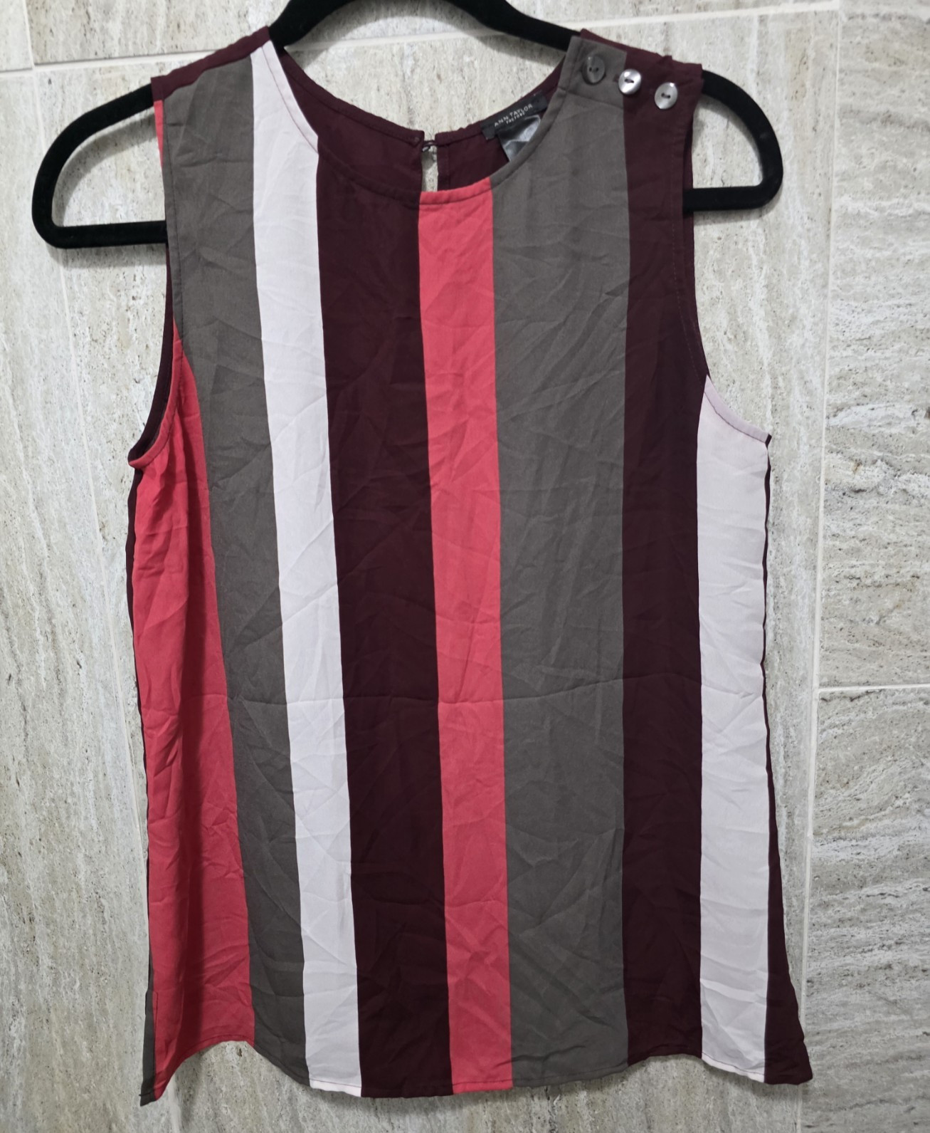 Ann Taylor Factory Women’s S Sleeveless Striped Round Neck Tank Blouse Multi