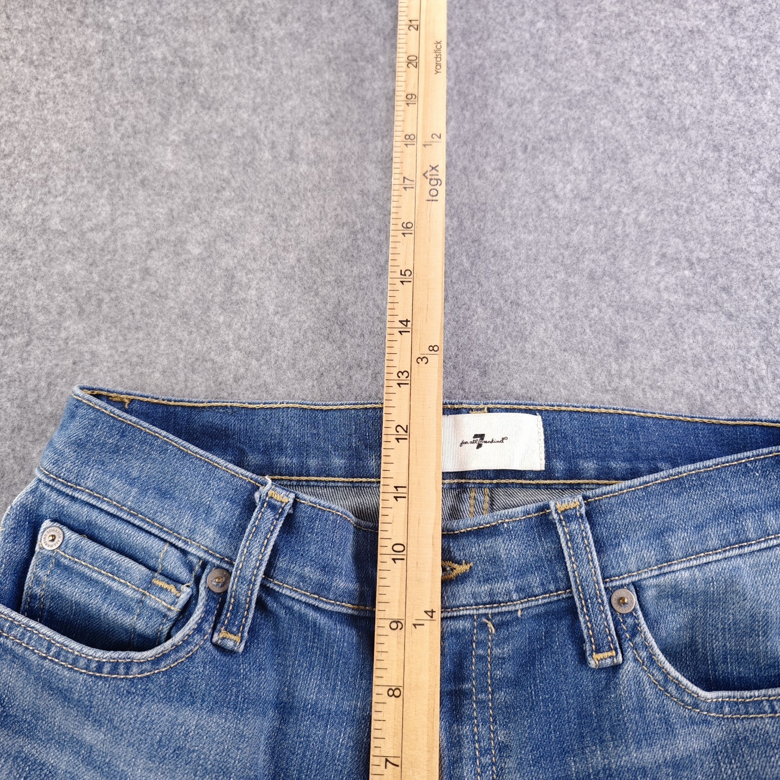 7 For All Mankind High Waist Cropped Straight Jeans Women’s 26 Blue Denim Medium