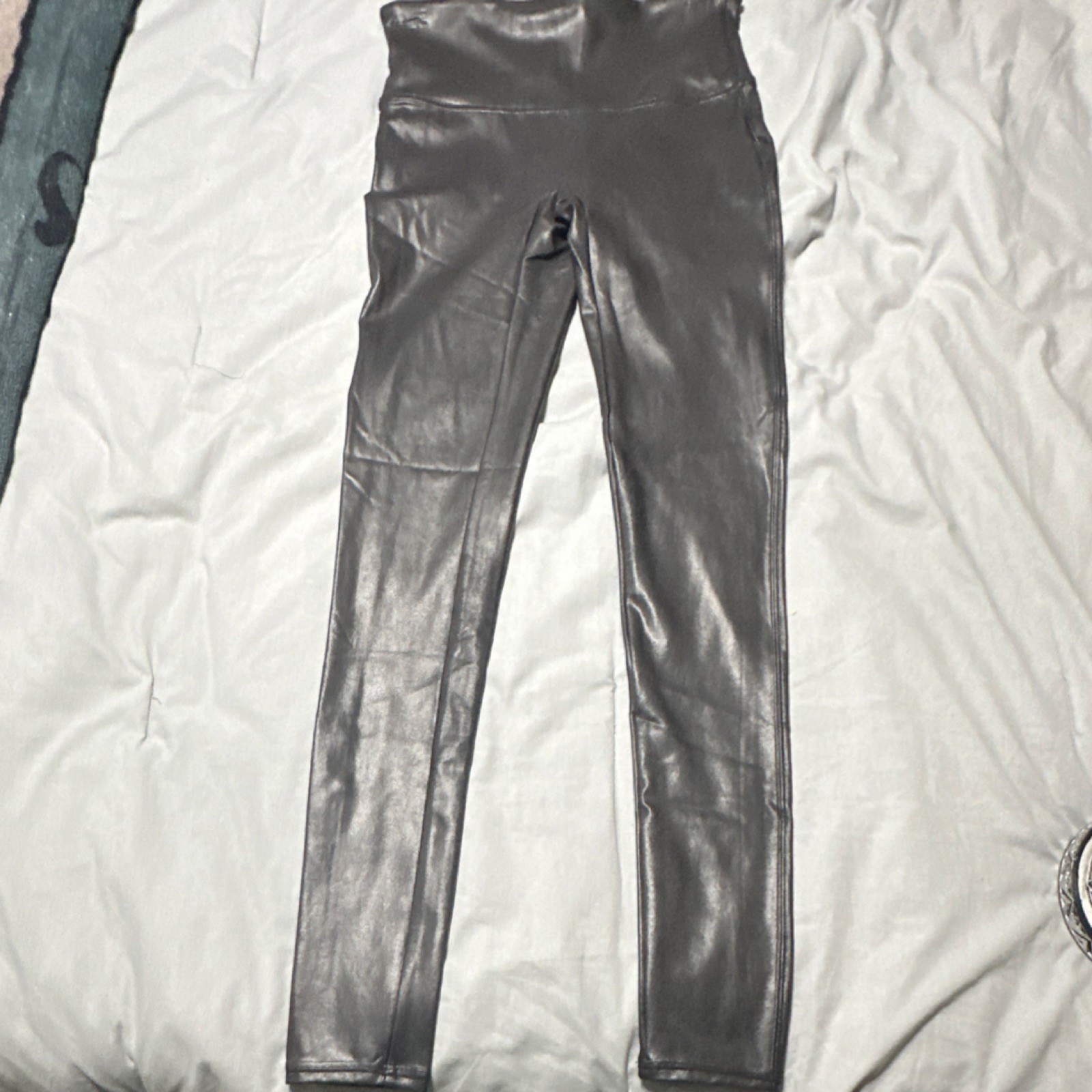 Spanx Faux Leather Leggings Black Size L Solid Nylon Elastane Women