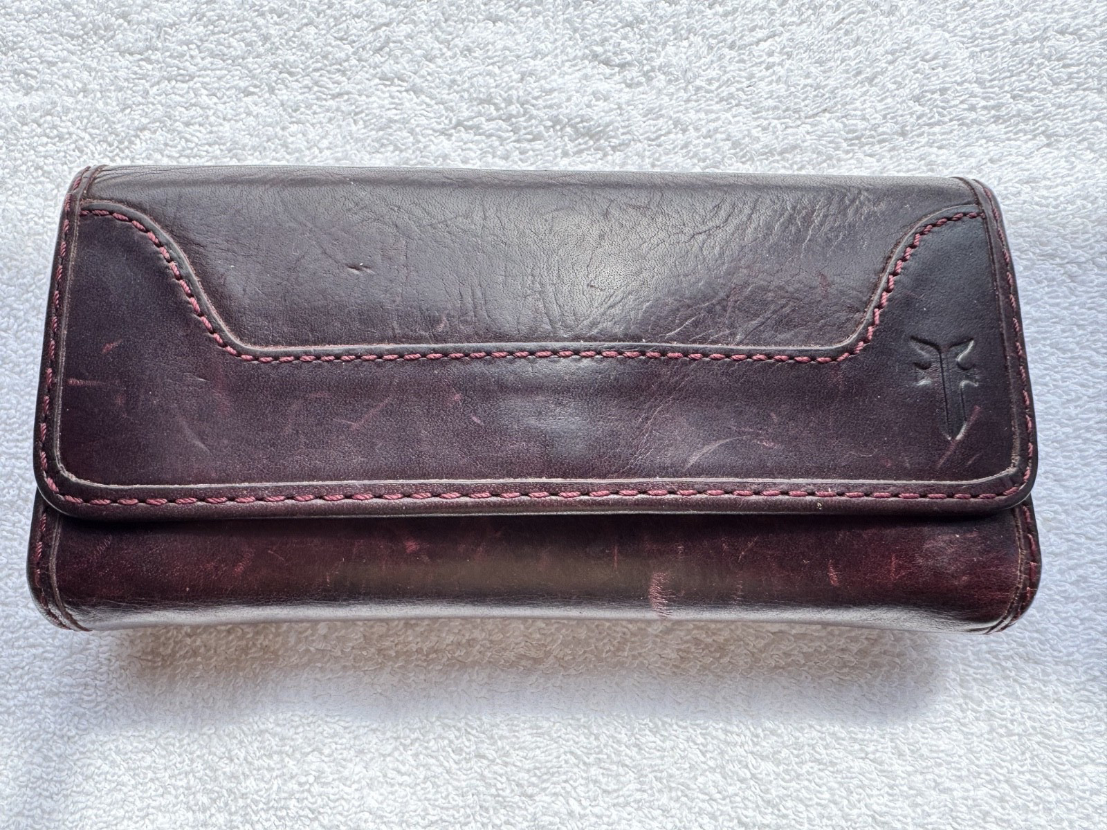 Frye Melissa Snap Leather Wallet Organizer – Burgundy – Multi-Compartment