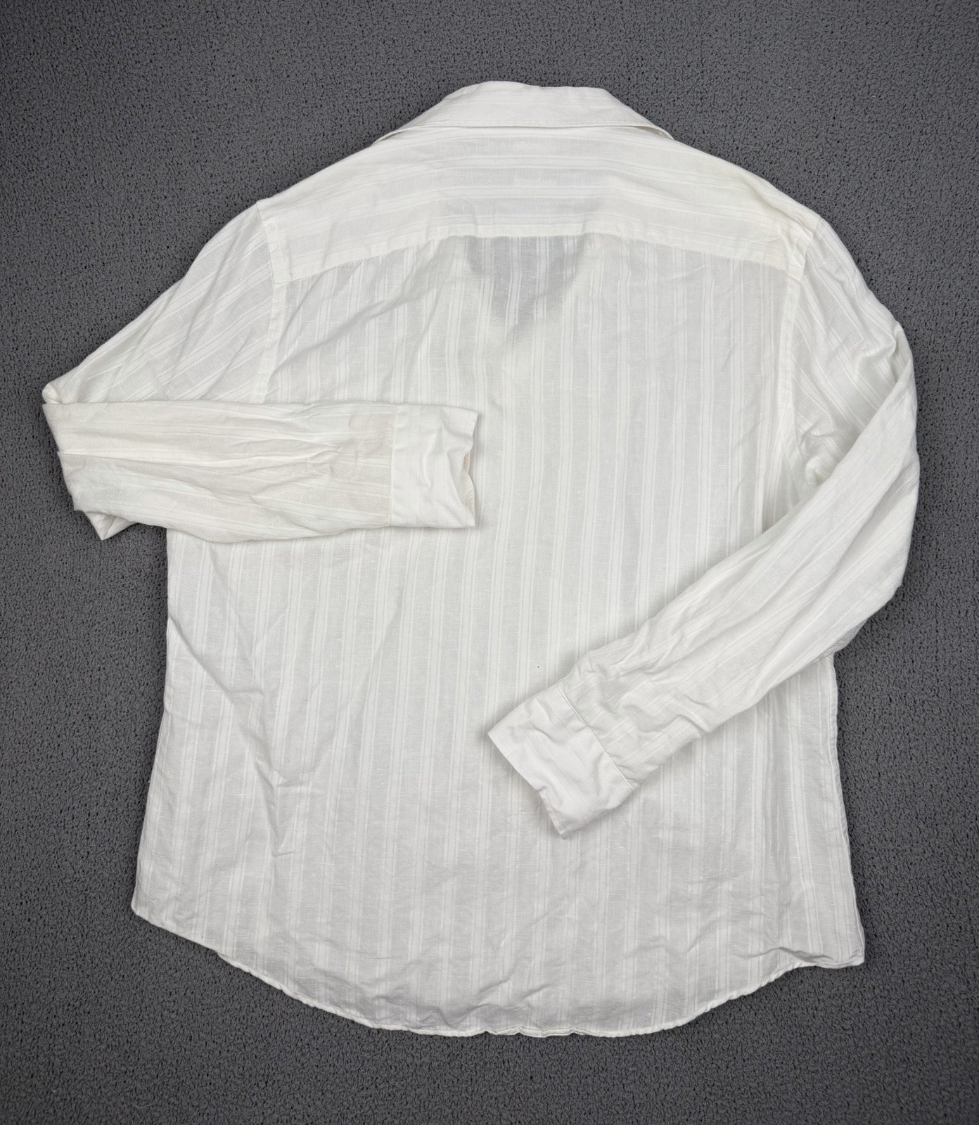 Murano Baird McNutt Shirt Mens L White Linen Blend Popover Buttonless Collar