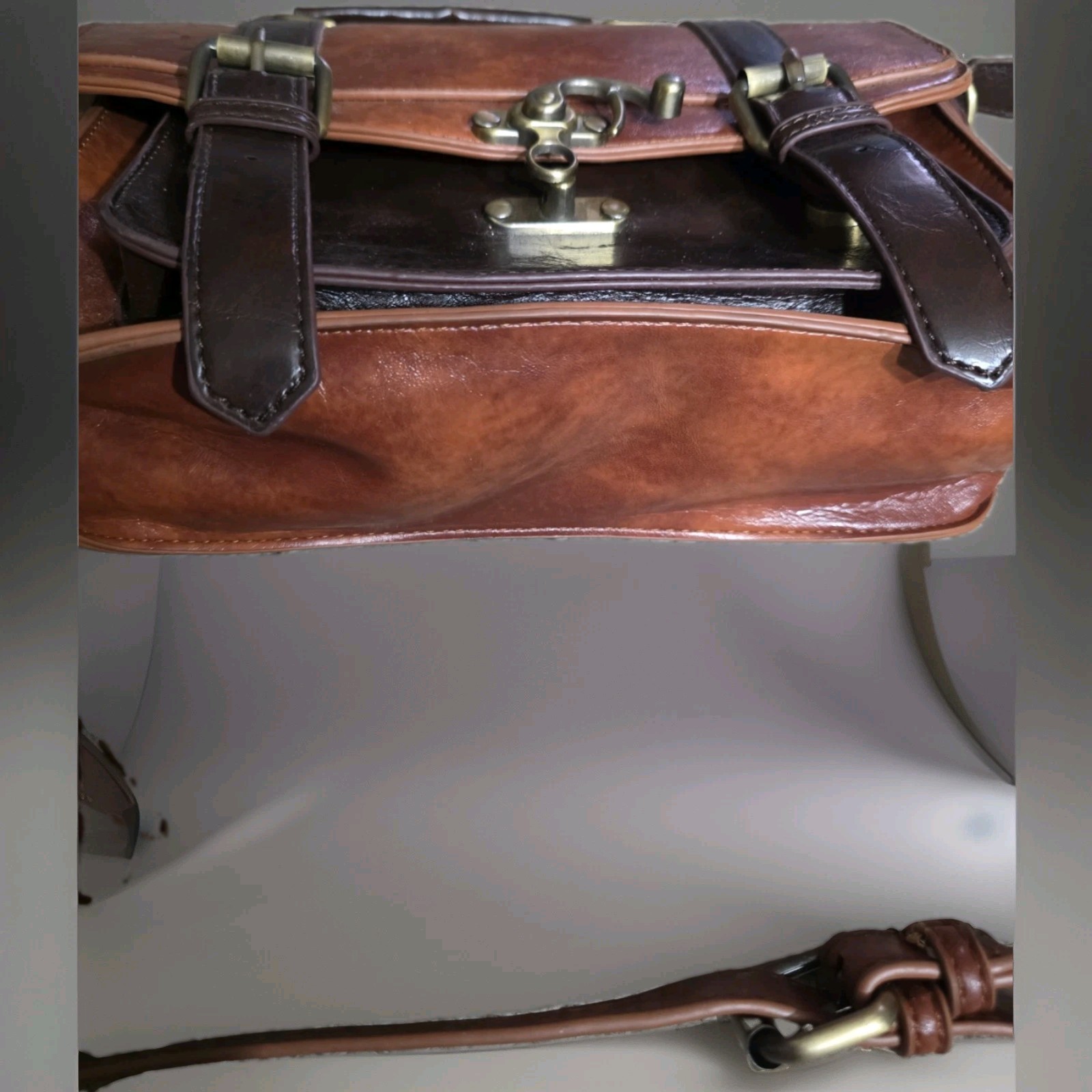 ECOSUSI Vintage Vegan PU Leather Messenger Bag (Please See Description)