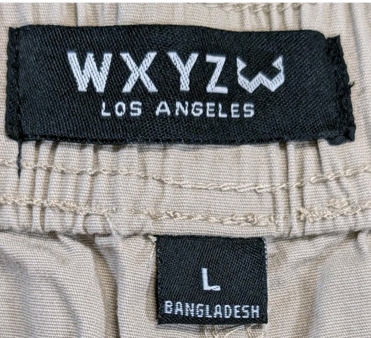 WXYZ Los Angeles Timothee Cargo Pocket Pants Mens Large Khaki Beige Stretch NEW