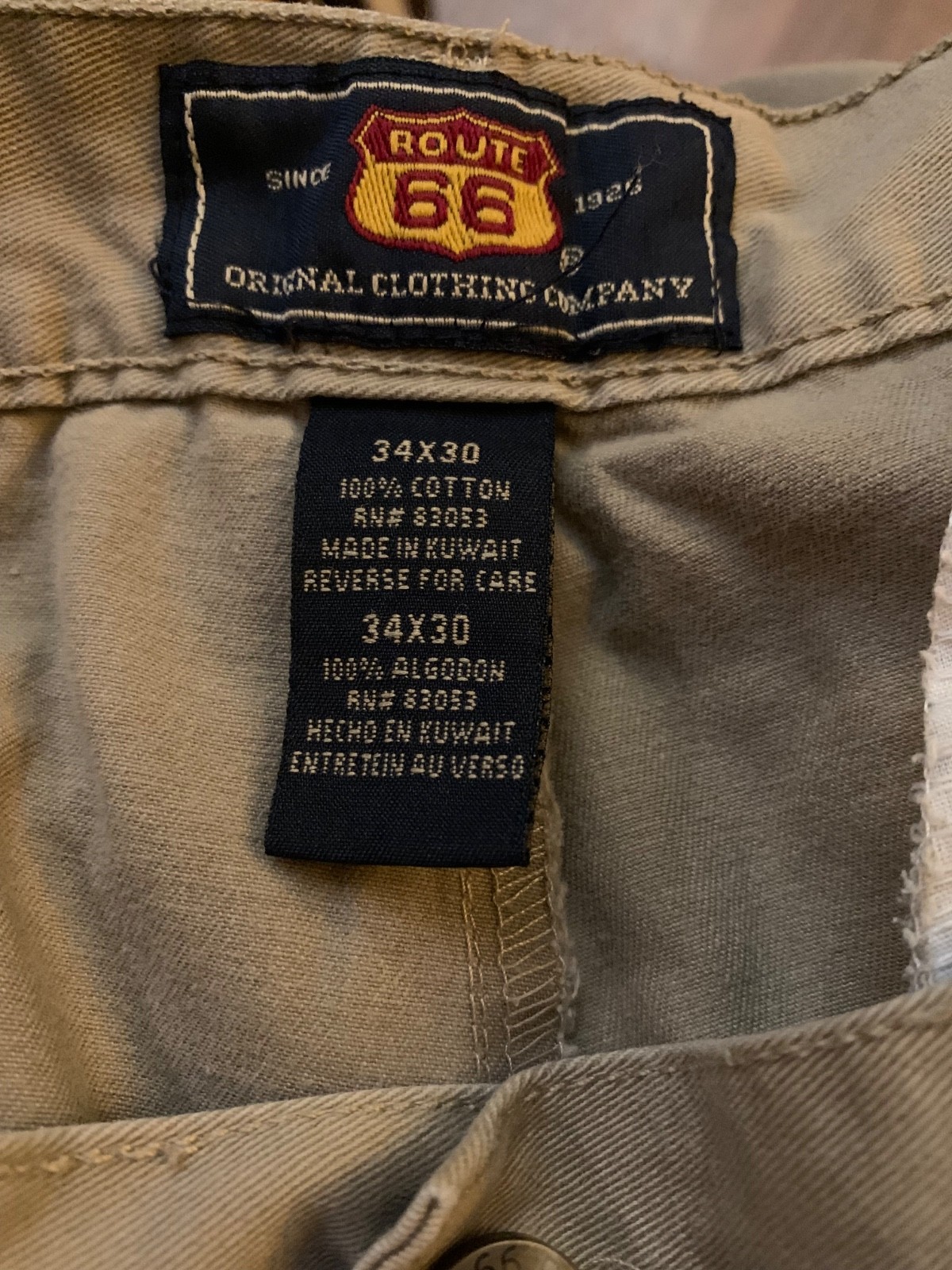 100% cotton Route 66 vintage original cargo khaki men’s pants size 34/30 Kuwait