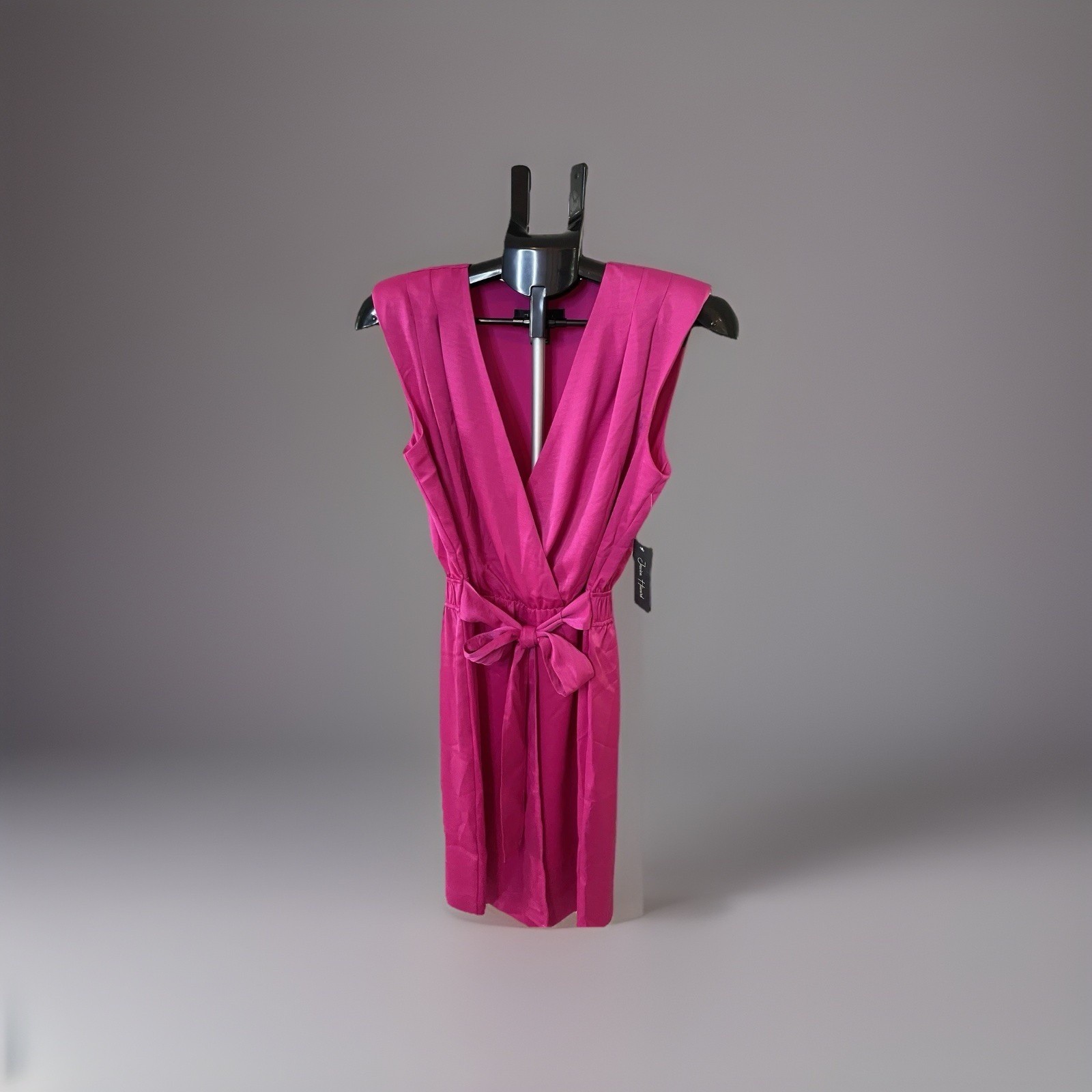 Jessica Howard pink sleeveless dress stretch waist belted bow tie size 8 NWT
