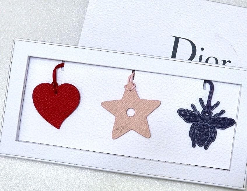 Christian Dior Novelty Bag Charm Set Heart Star Bee Boxed Auth
