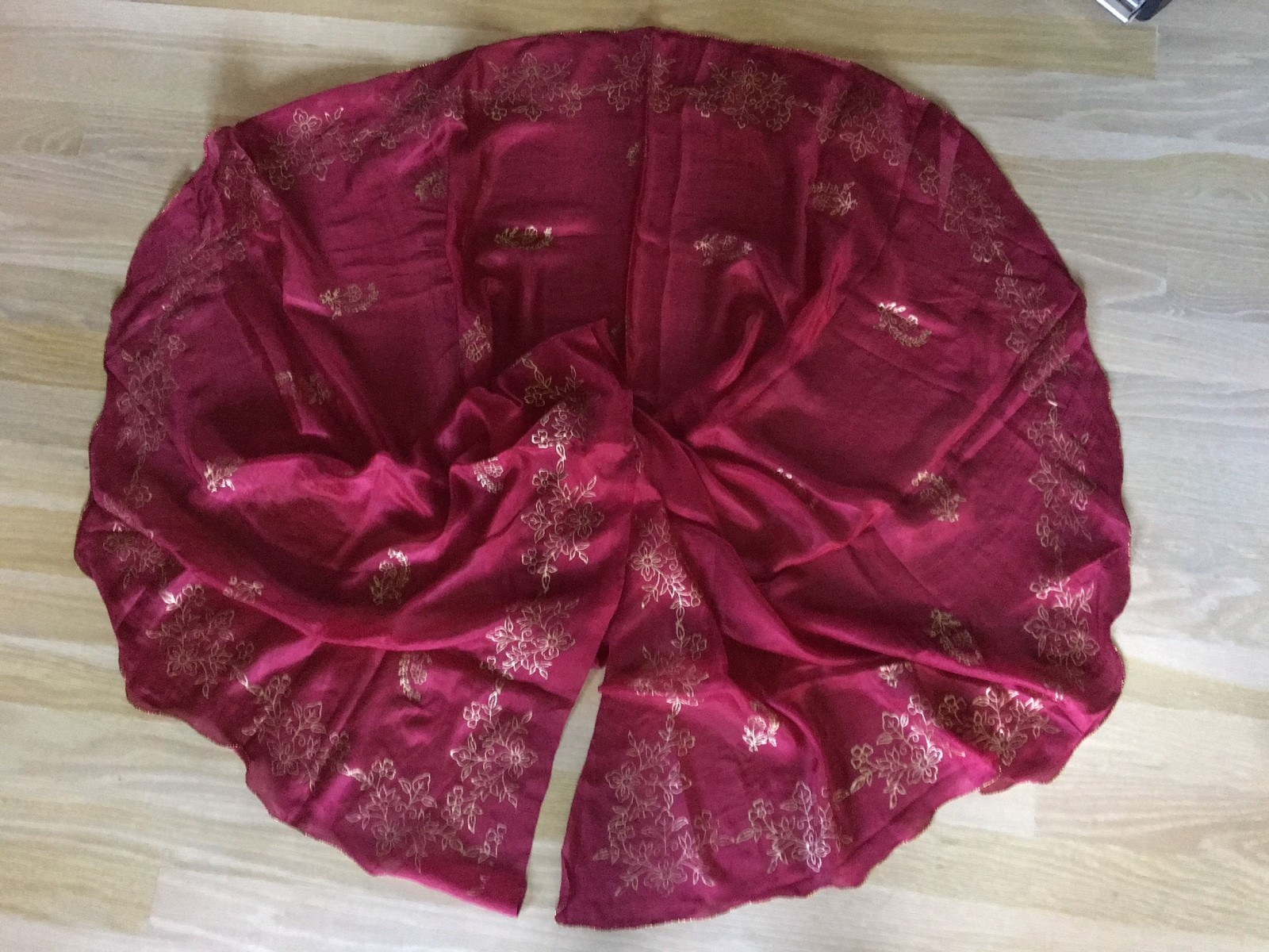 China Silk Half Circle Veils with Block Print Design