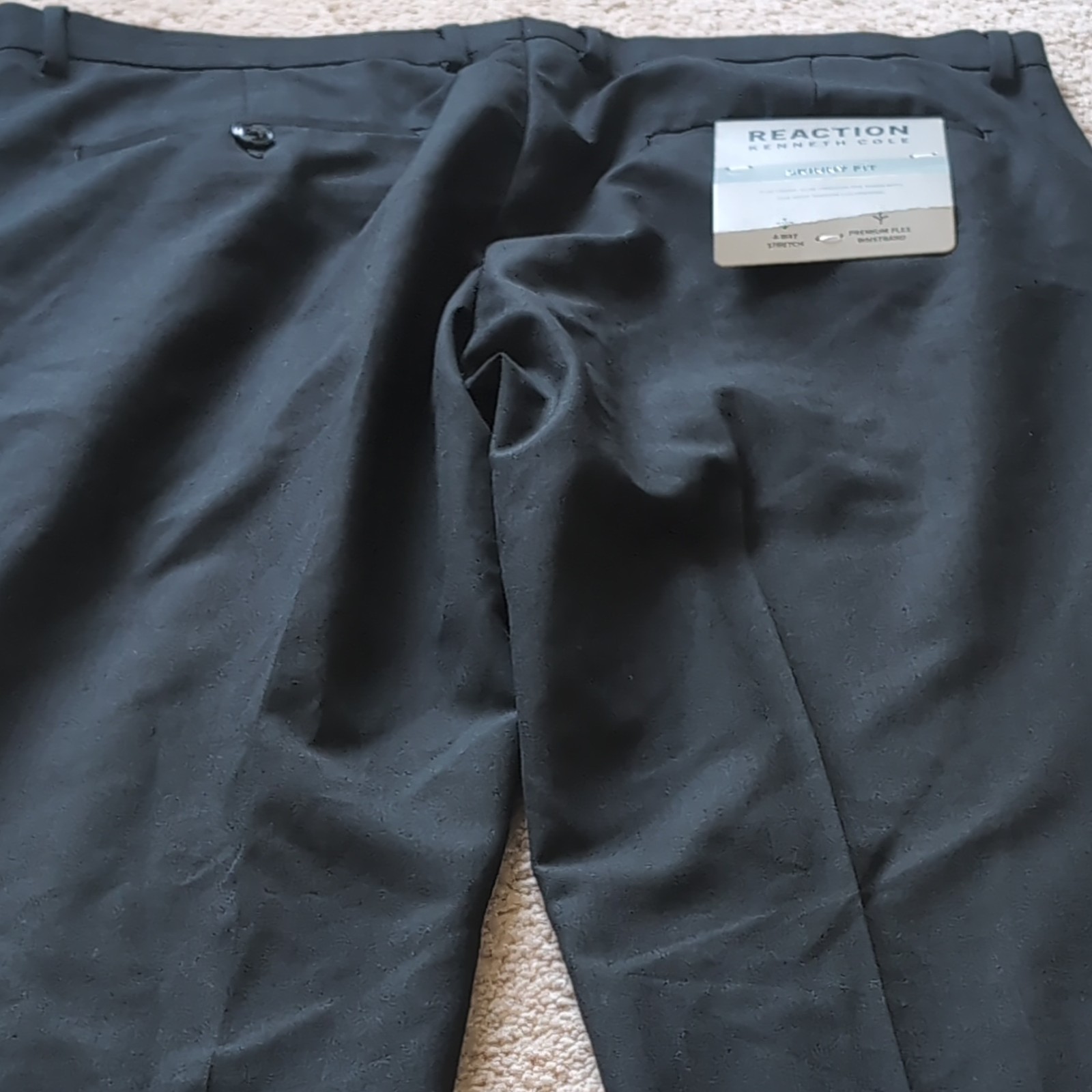 Reaction Kenneth Cole Premium Flex Skinny Fit Dress Pants Black 34×34 Stretch