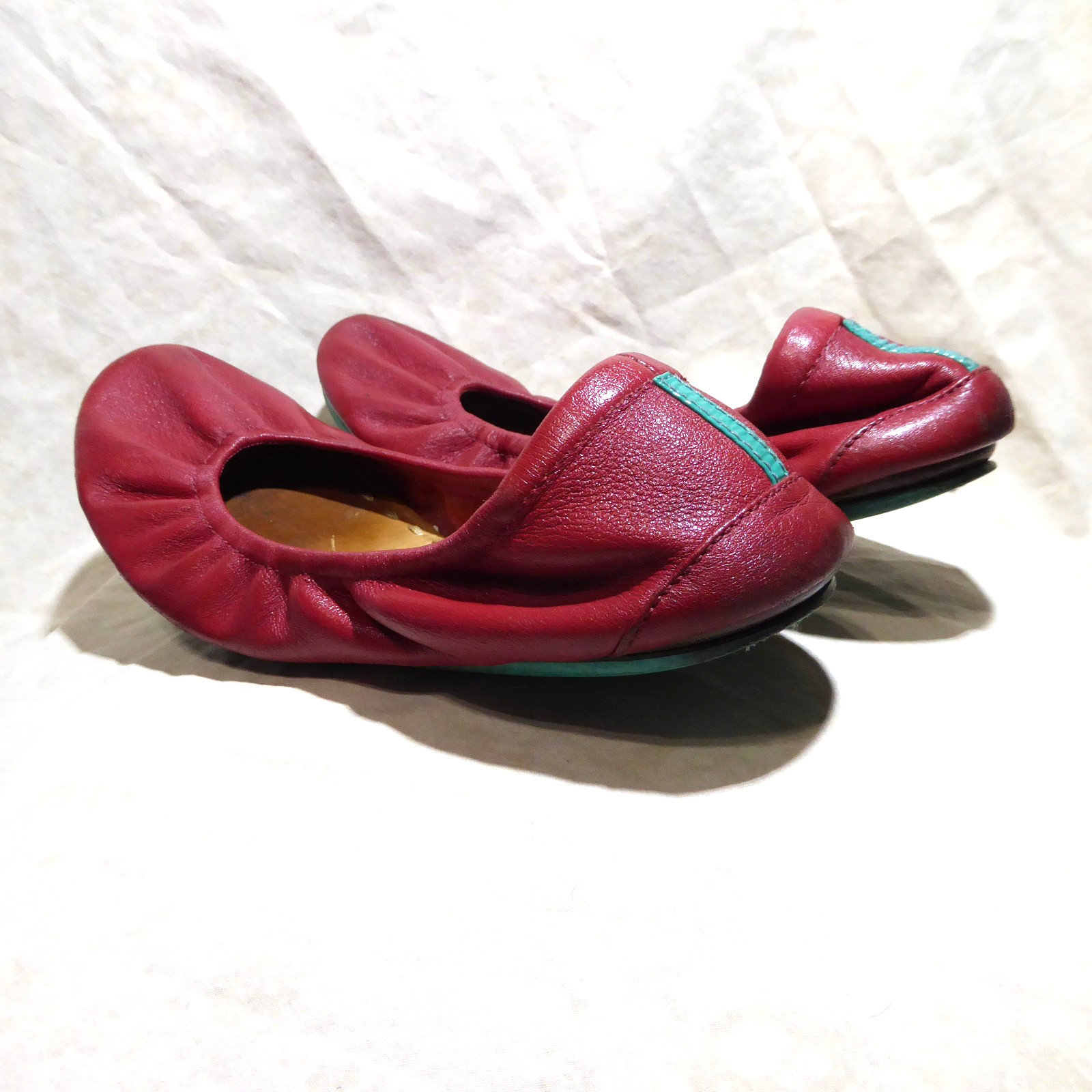 🩰 Tieks by Gavrieli Foldable Ballet Flats sz 9 Cardinal Red 100% Nappa Leather