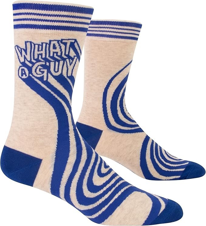 Blue Q Men’s Crew Socks “What a Guy”, size 7 – 12
