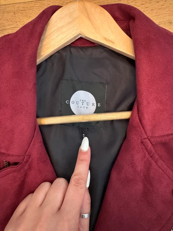 The Couture Club Burgundy Faux Suede Biker Jacket Women’s – Size Small