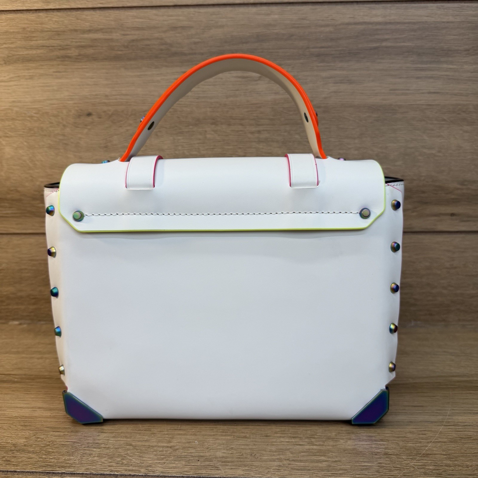 MICHAEL KORS Manhattan Medium Leather Optic White Satchel Top Handle Bag