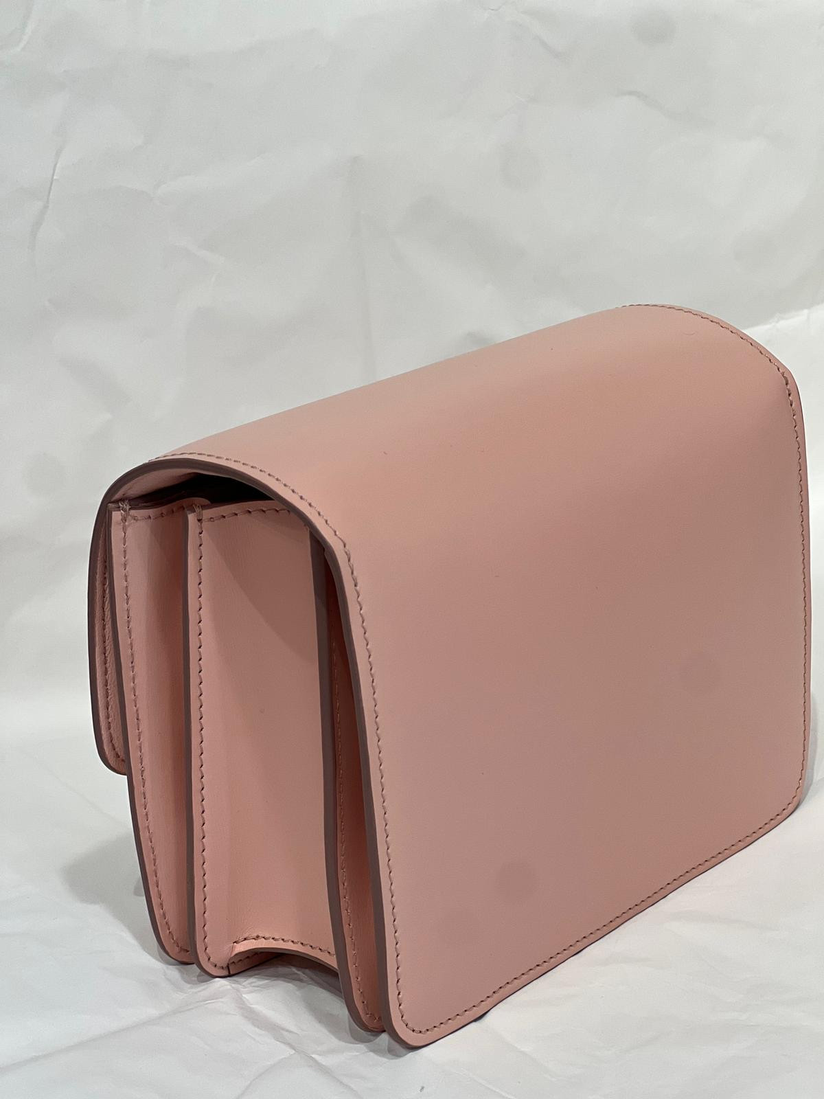 Authentic Celine Classic Box Mini Smooth Calfskin Shoulder Bag Pink Silver-Tone