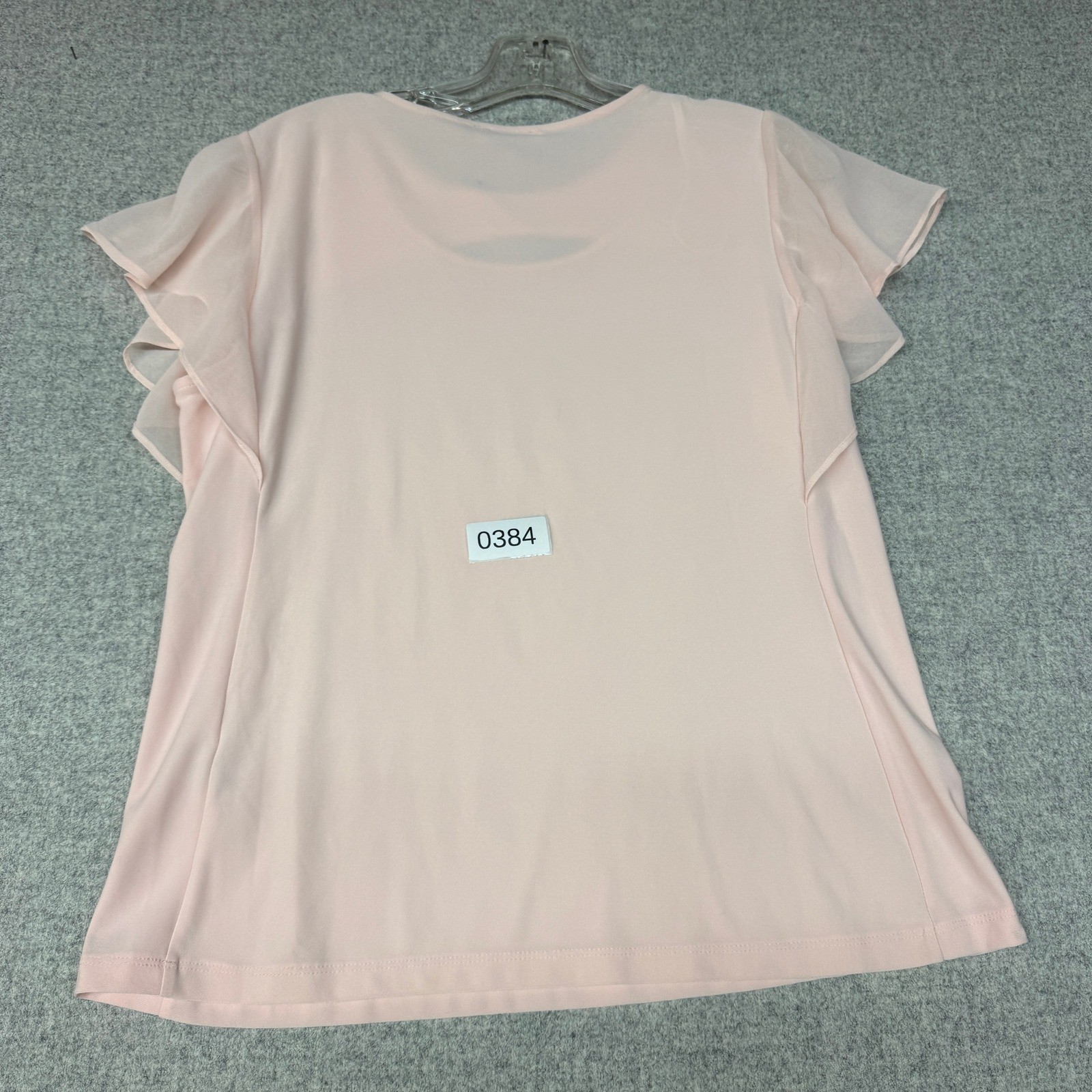 Calvin Klein Blouse Small Pink Cutout Neck Flutter Sleeve Dressy Top Shirt Women