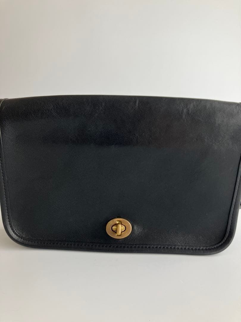 Coach Old Leather Shoulder Bag Black 9.3 x 5.9 x 1.4 inches Used