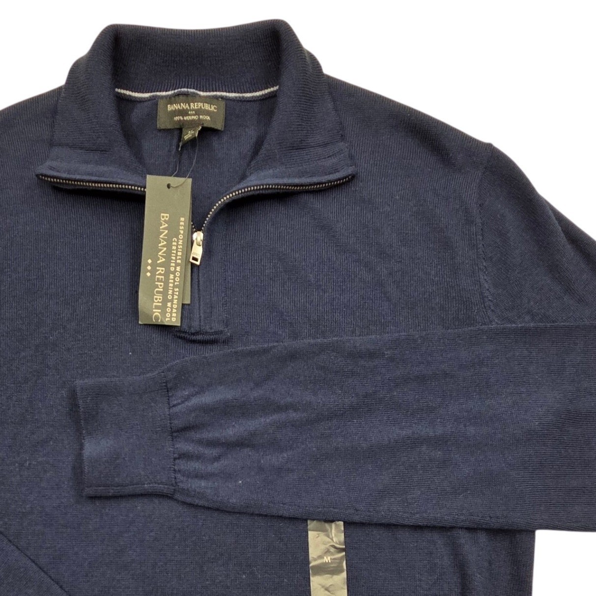 NWT Banana Republic Merino Wool 1/4 Zip Pullover Sweater Mens Medium