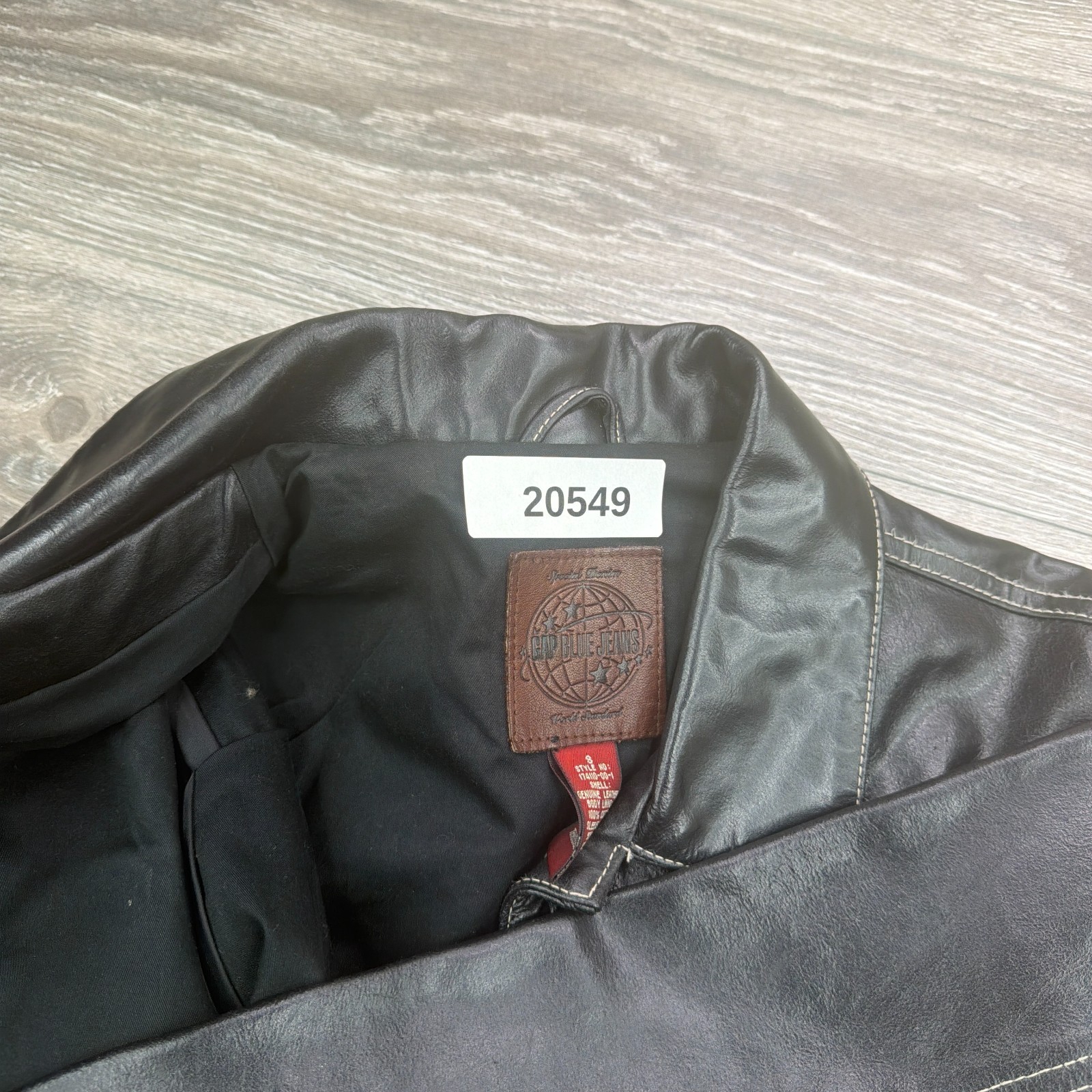 VTG Gap Leather Jacket Mens Small Black Trucker Boxy Stitch Moto Biker Y2K 90s