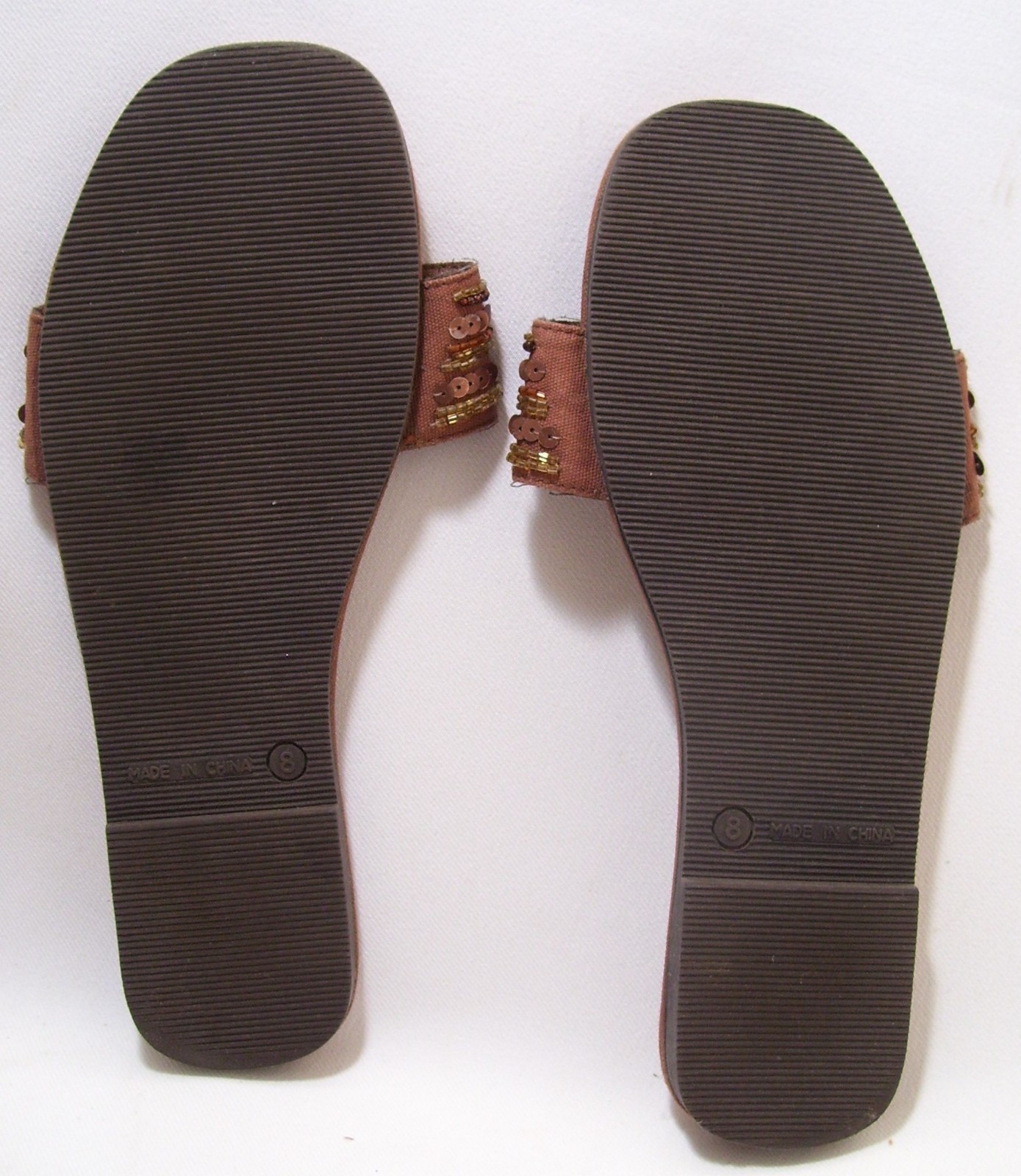 OLD NAVY Women’s Slippers Flat Shoes Brown Size 8 Sequins & Beaded Band New