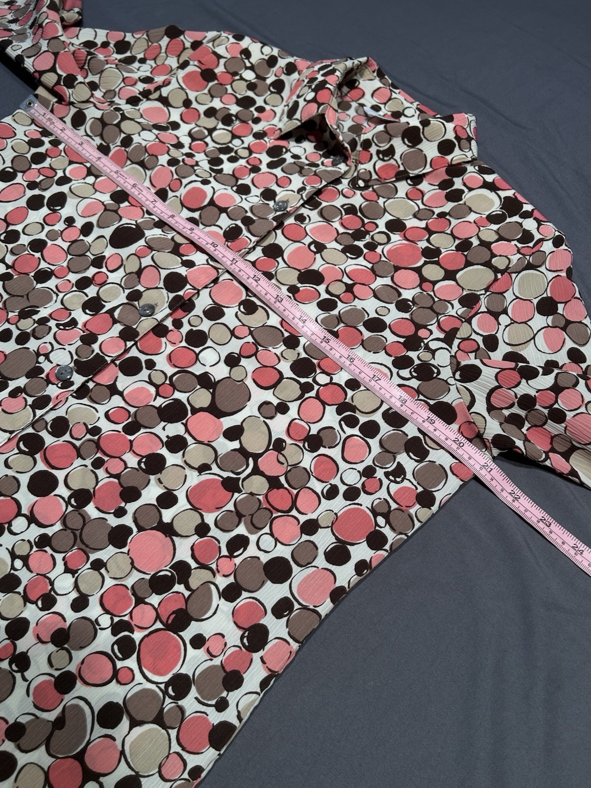 Vintage Y2K Alia Pink & Brown Retro Bubble Print Button Down Blouse