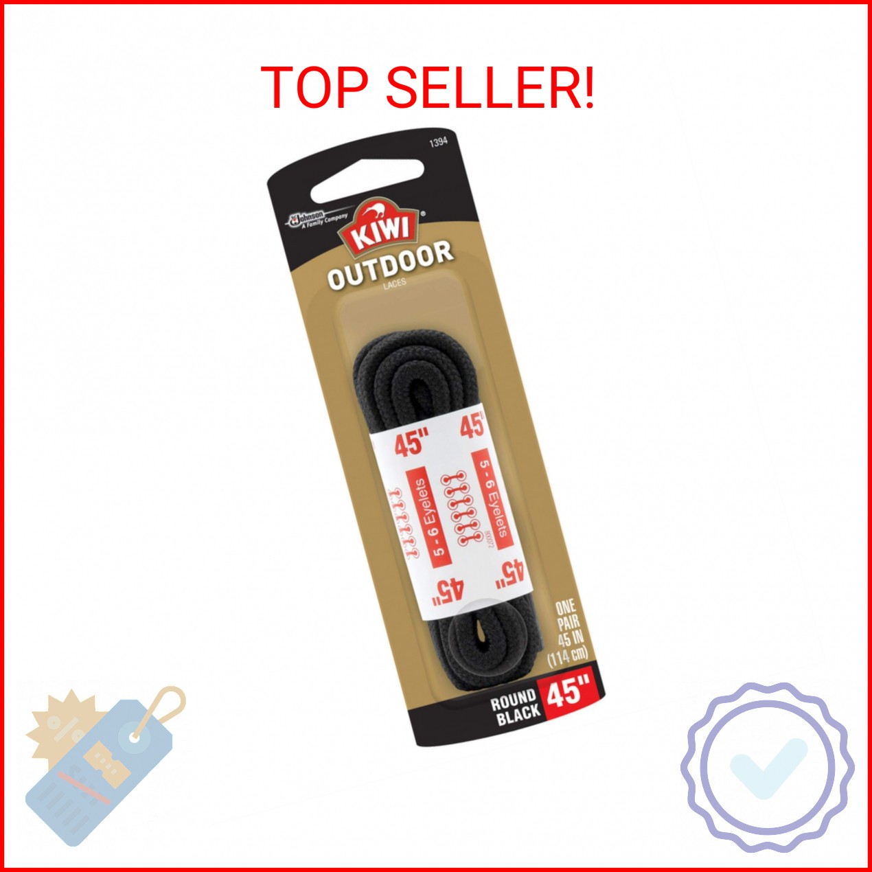 BOOT LACES OUTDR BLK 45″