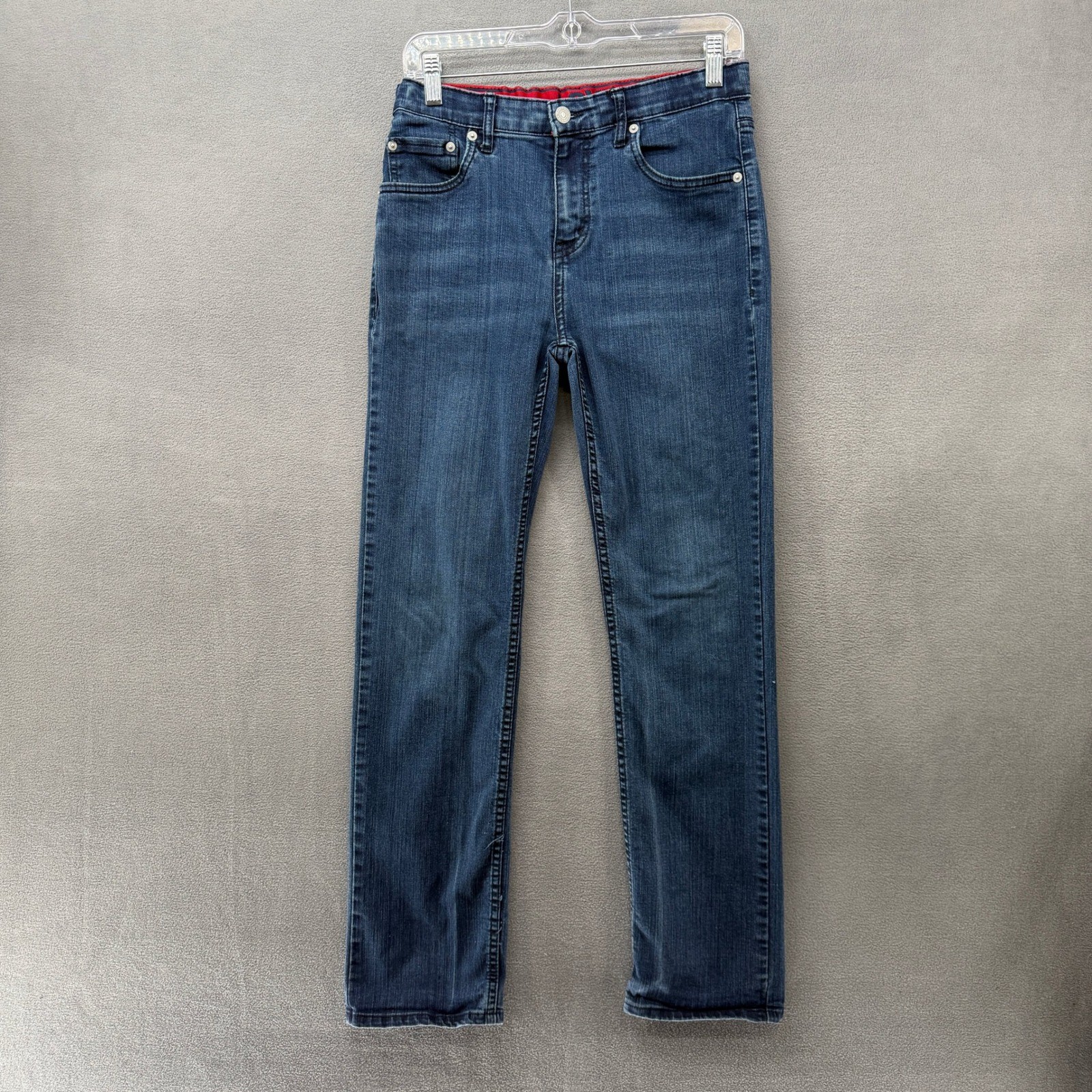 Levis 514 Straight Fit Boys Jeans Dark Wash Adjustable Waist Size 18 Reg 29×31