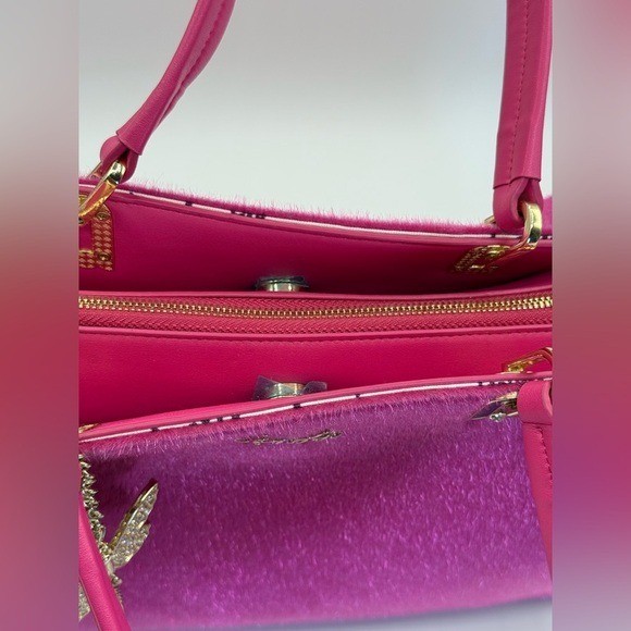 Elsada Krissy Hot Pink Structured Satchel Tote Crossbody Bag