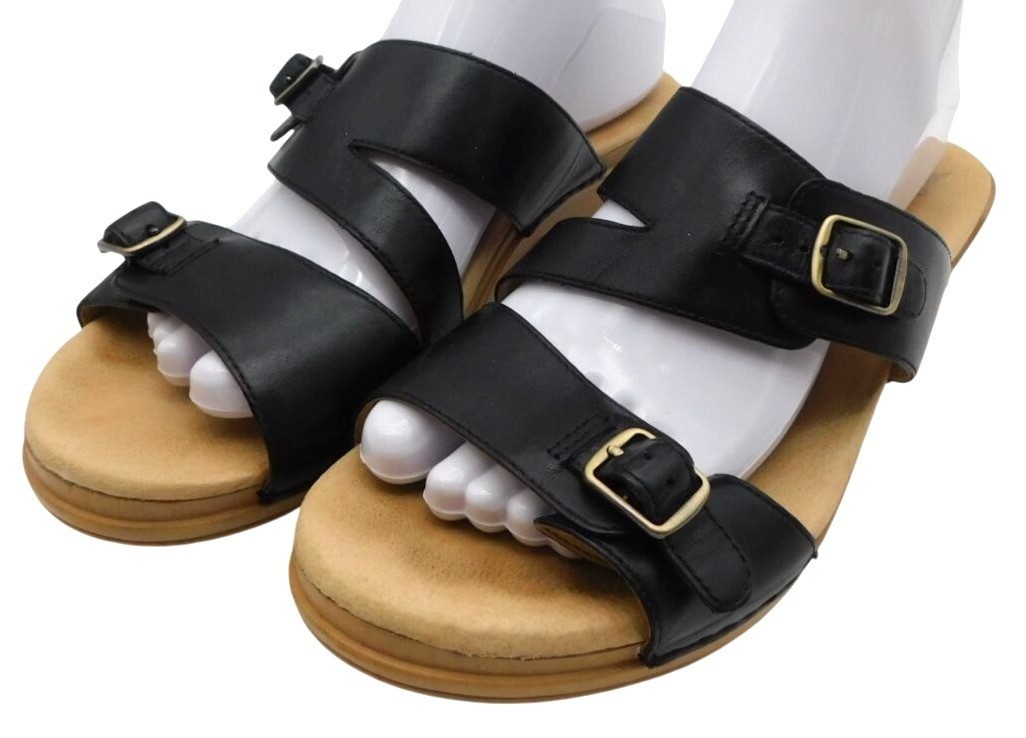 Dansko Karena Sandals EU 40 US 9-9.5 Black Leather Buckle Comfort Slides