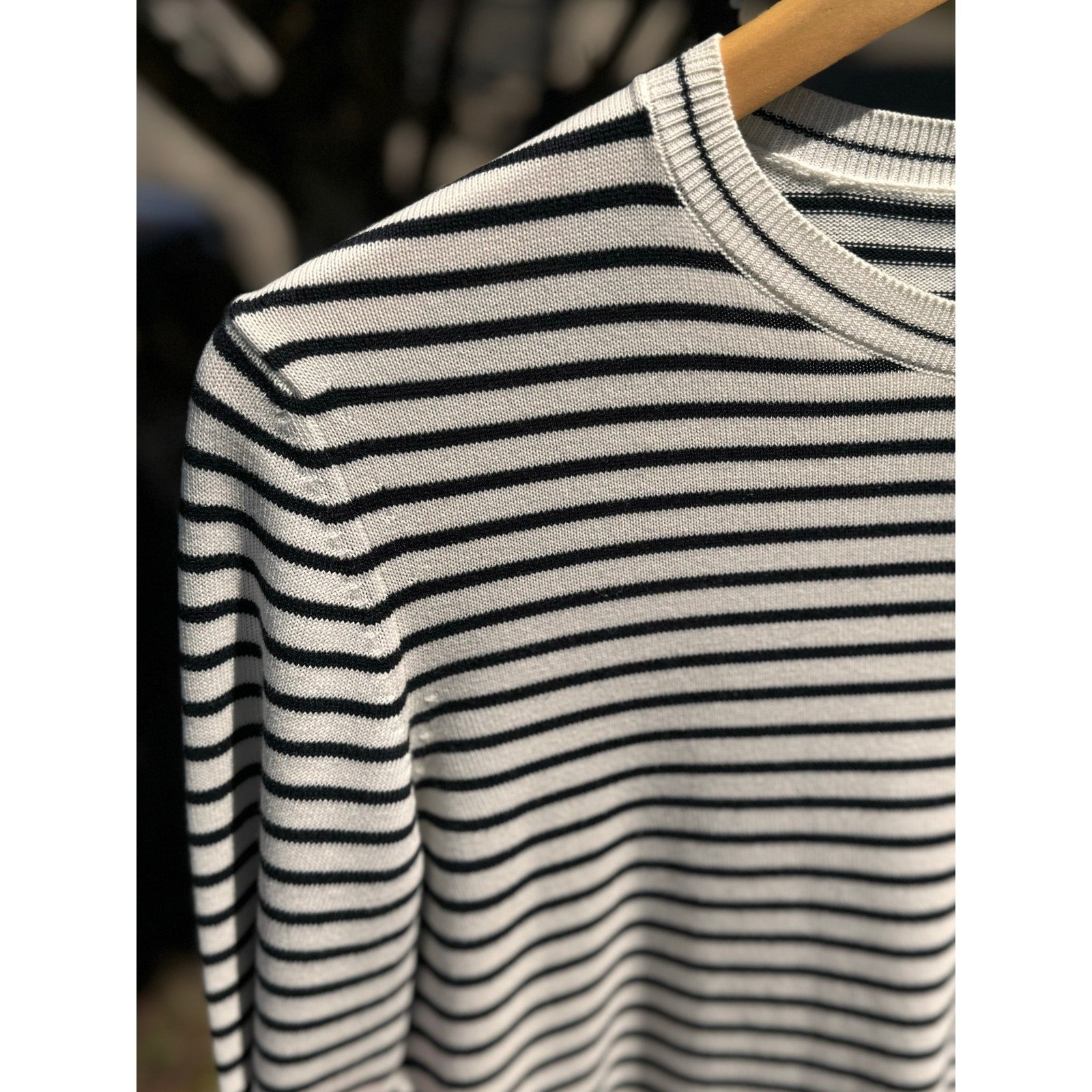 MONCLER Striped Logo Embroidered 100% Cotton Knit Pullover Sweater Top Small