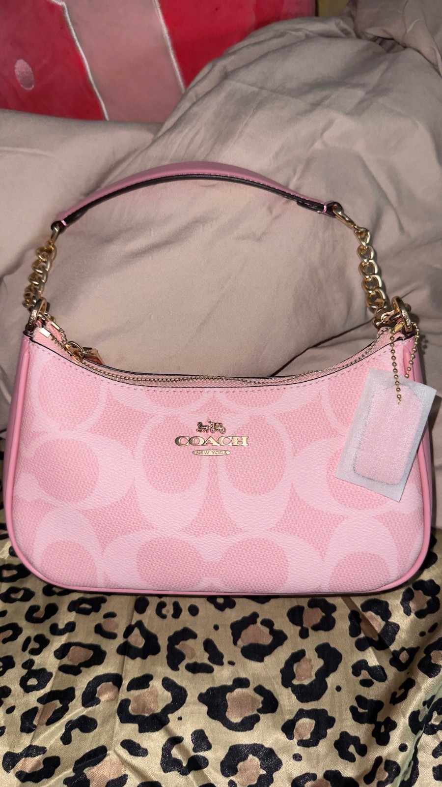NWT Coach Teri Shoulder Bag In Signature Canvas Powder Pink CAL51