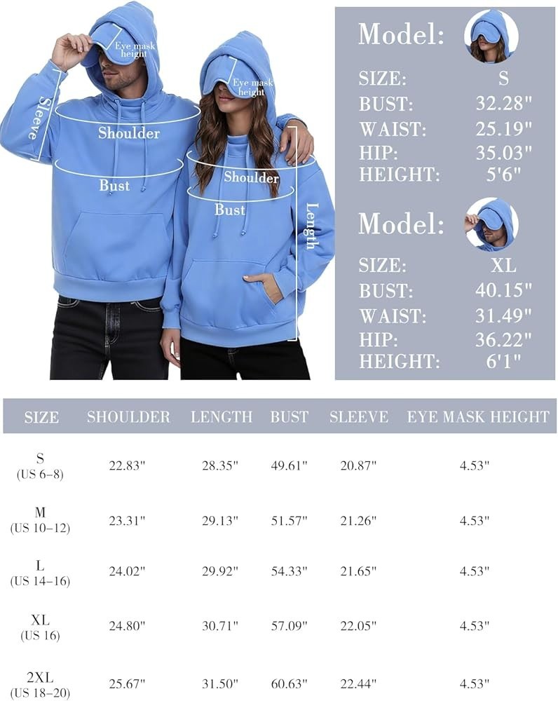 SeSe Code Hoodie with Eye Mask Travel Airplane Unisex Oversized Sweatshirt Sleep