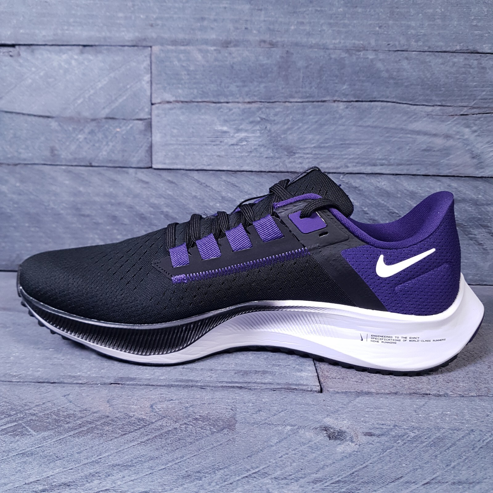 NIKE Air Zoom Pegasus 38 TCU Horned Frogs Running Shoes Mens 7-13 Black Purple