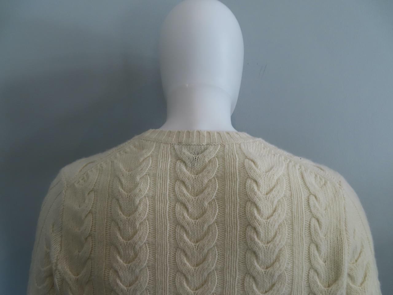 Todd Snyder Cream Merino Wool Cable Knit Crew Neck Pullover Sweater Size M