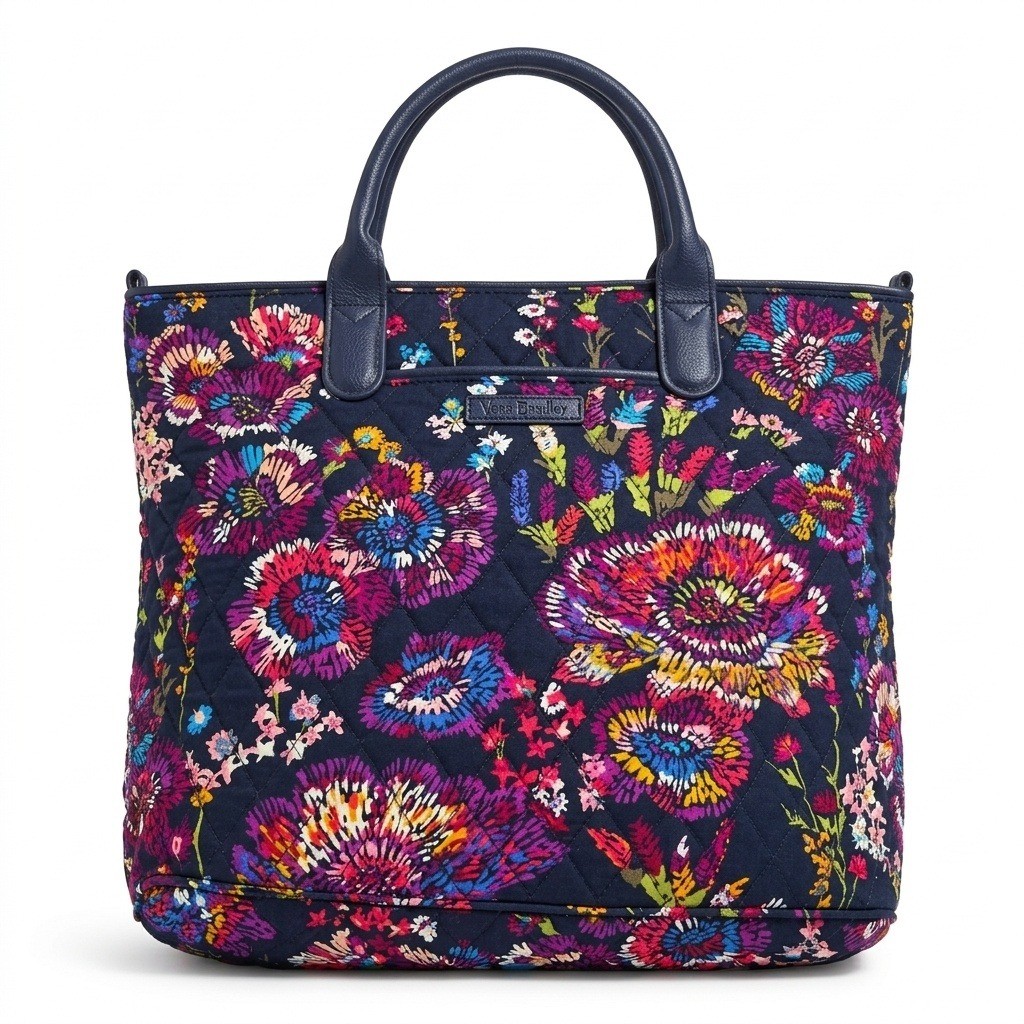 Vera Bradley SMALL Performance Twill Vera Tote Bag Petal Paisley Floral Blue